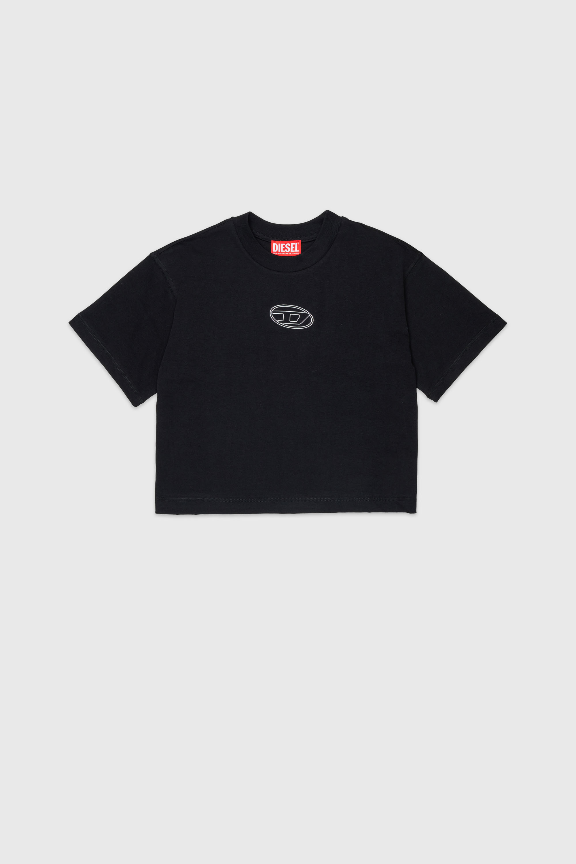 Diesel - TLIXIN, T-shirt cropped con logo Oval D Donna in Nero - 1