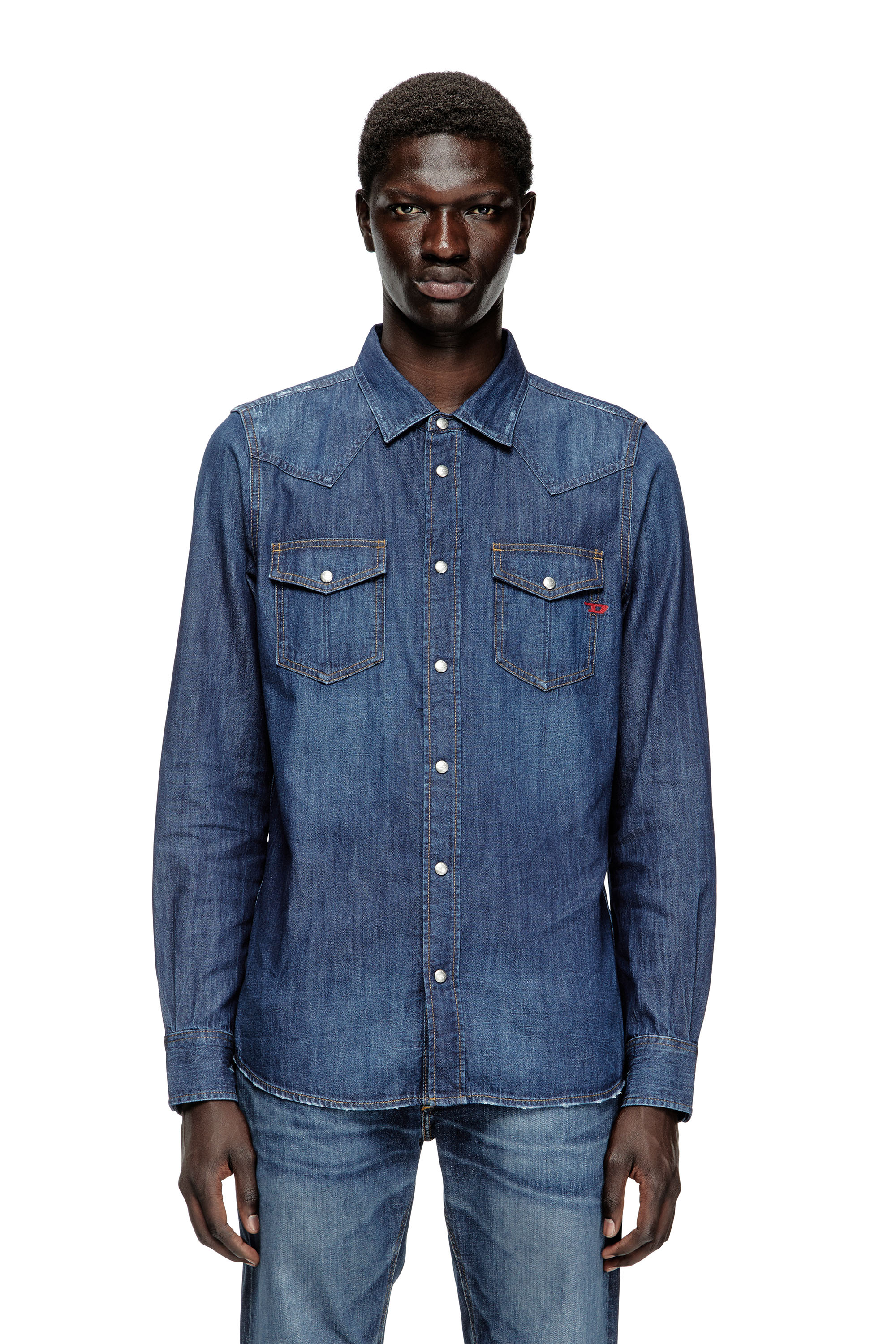 Diesel - D-VEGA, Overshirt in denim Uomo in Blu - 1