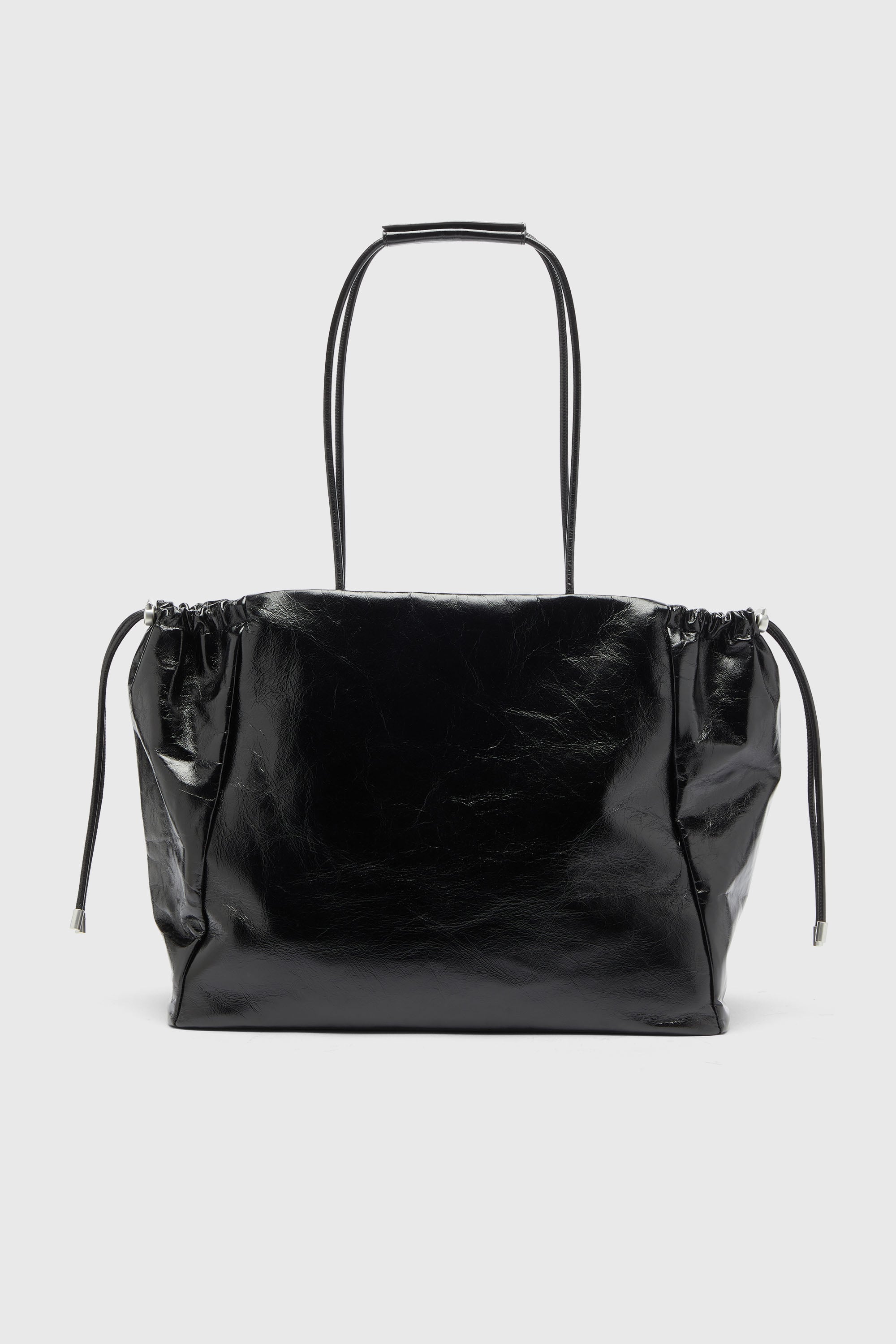 Diesel - SCRUNCH-D TOTE E/W, Scrunch-D - Borsa tote in pelle lucida effetto stropicciato Donna in Nero - 2