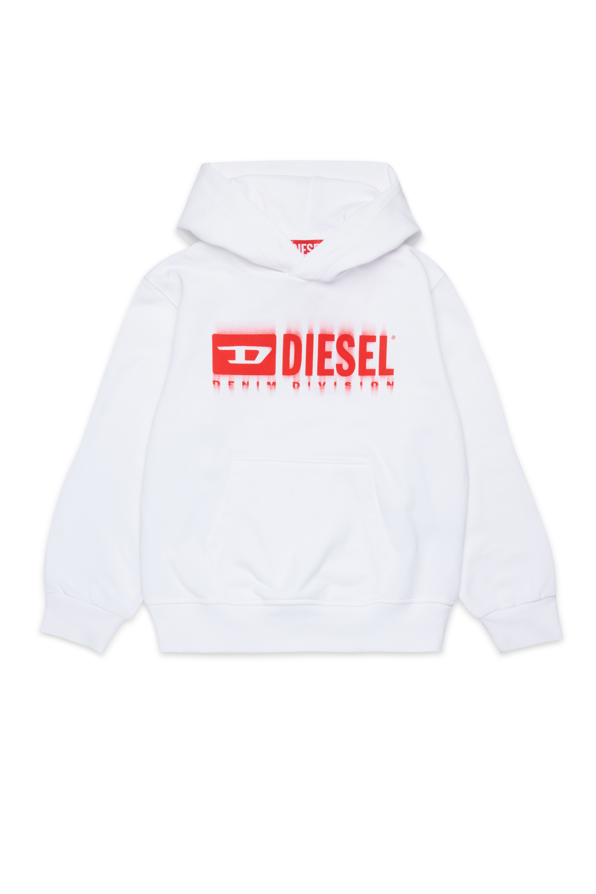 Diesel - SGINNHOODL5 OVER, Felpa con cappuccio e logo sbavato Uomo in Bianco - 1