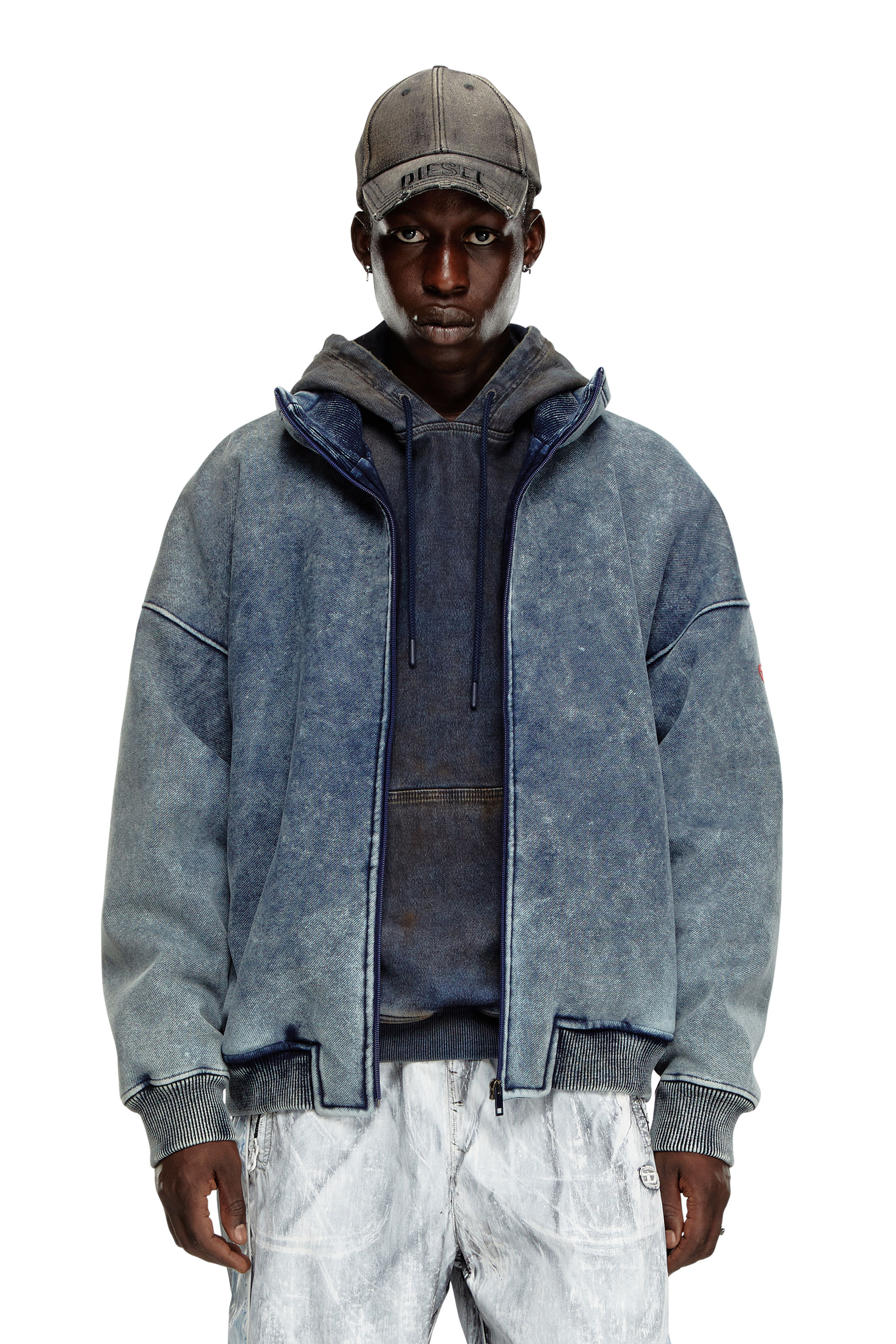 Diesel - S-BATEL, Giacca in jersey e teddy fabric Uomo in Blu - 3