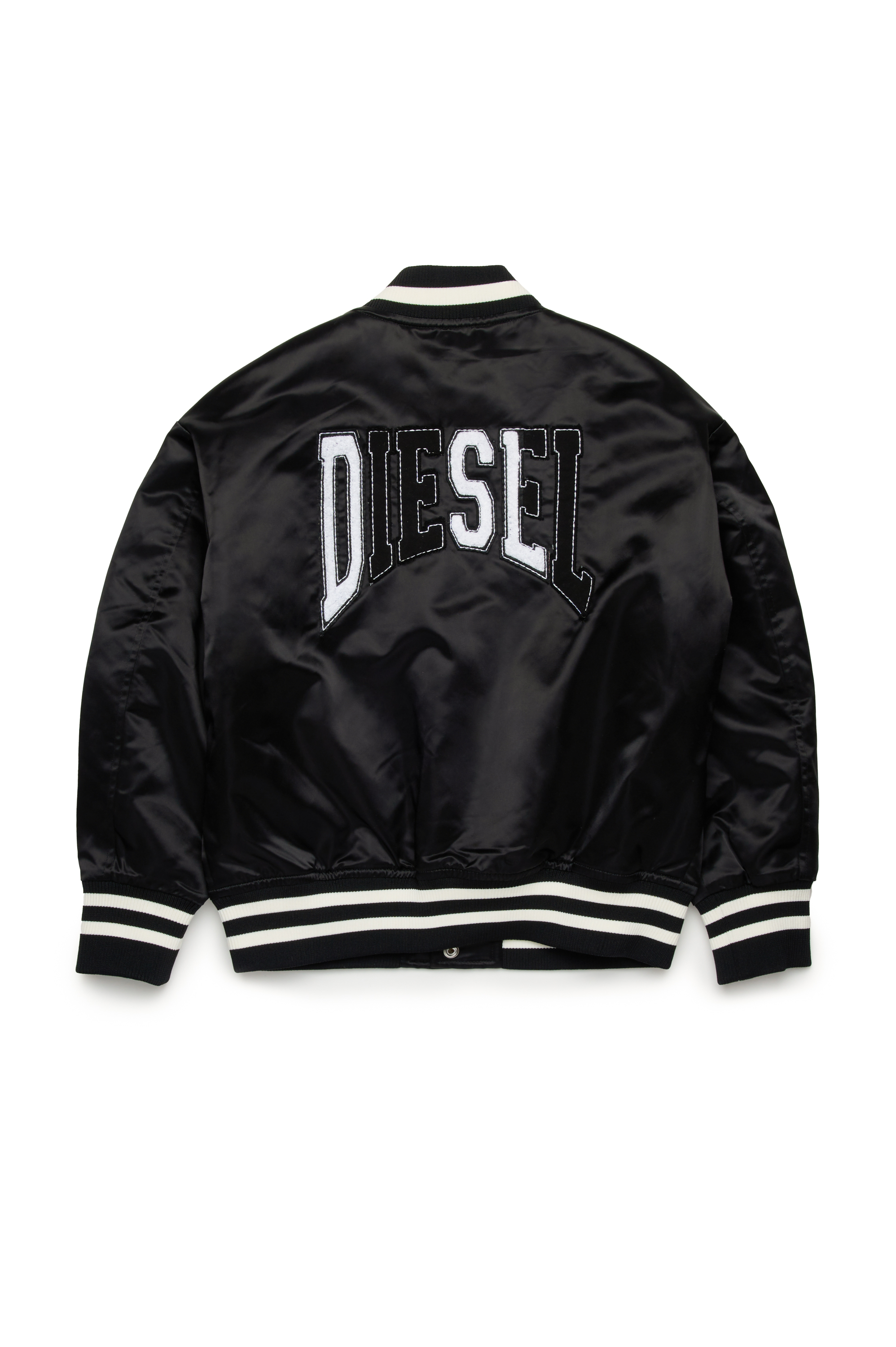 Diesel - JSTART, Giacca bomber varsity imbottita in raso Uomo in Nero - 2