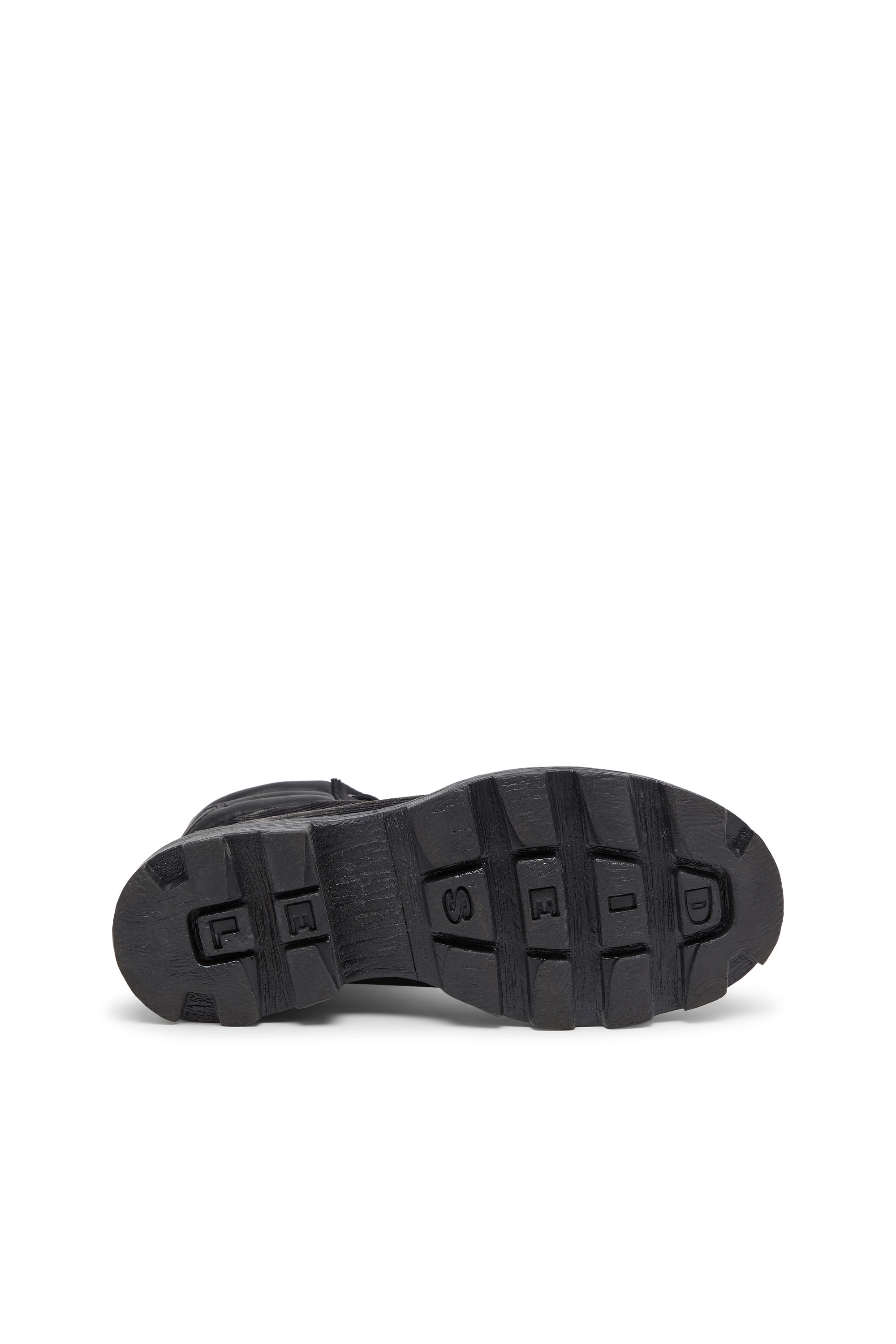 Diesel - D-HAMMER LACE UP, D-Hammer-Anfibi in denim e pelle Uomo in Nero - 4