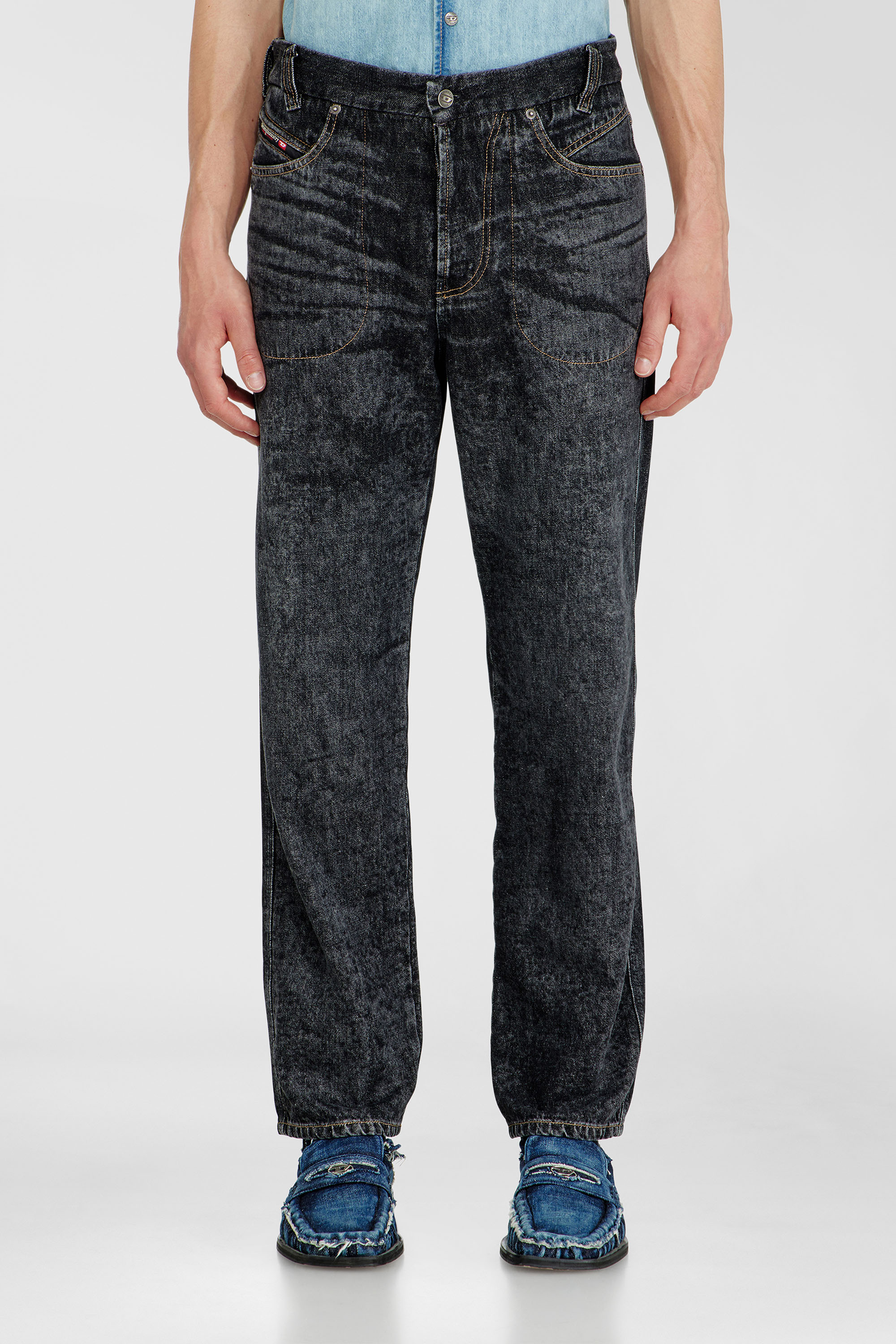 Diesel - Relaxed Jeans D-Marcus 09Q24 Uomo, Nero/Grigio scuro - Image 1