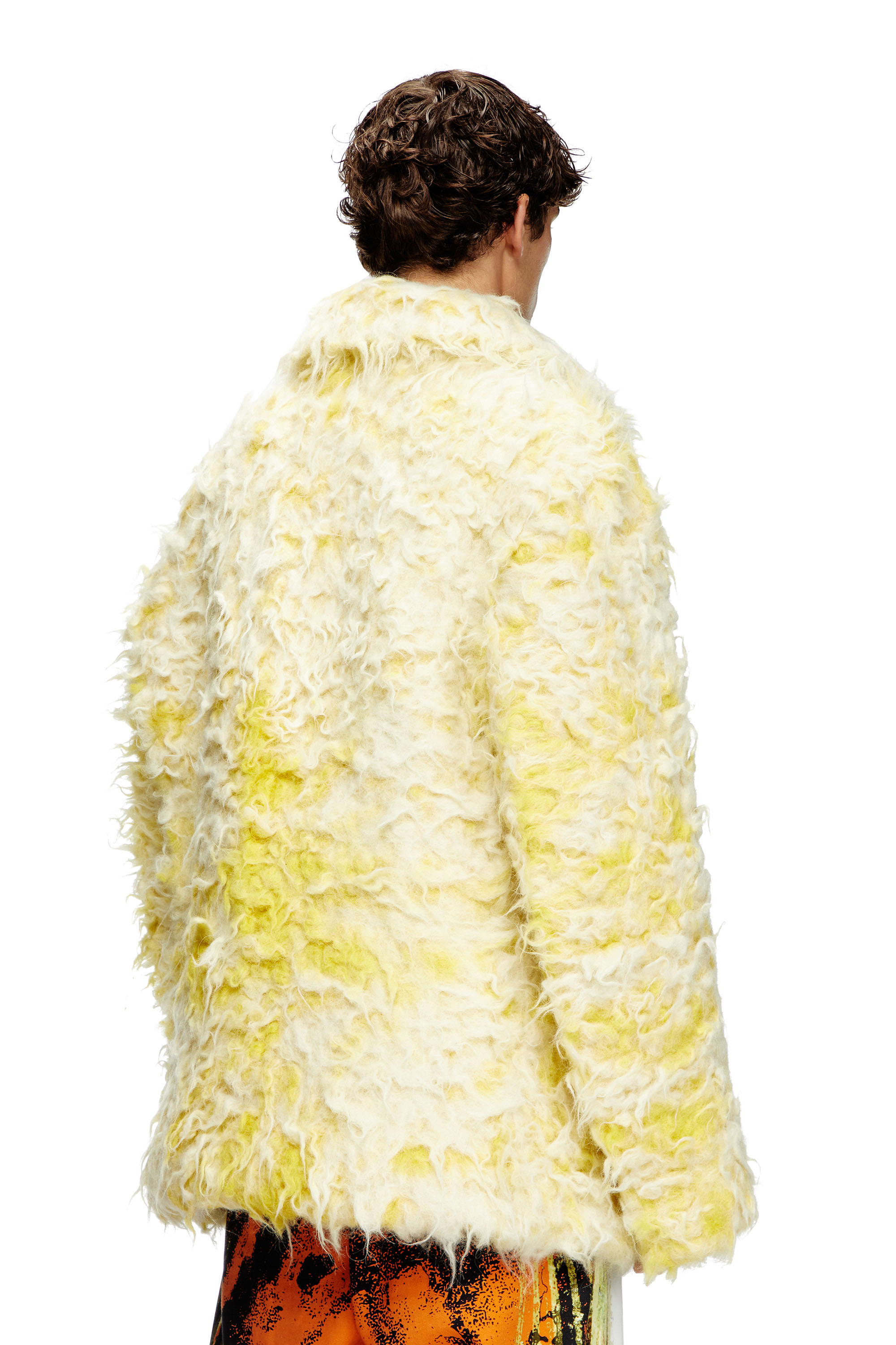 Diesel - W-MIN-SHORT, Cappotto doppiopetto in shaggy alpaca Uomo in Giallo - 4