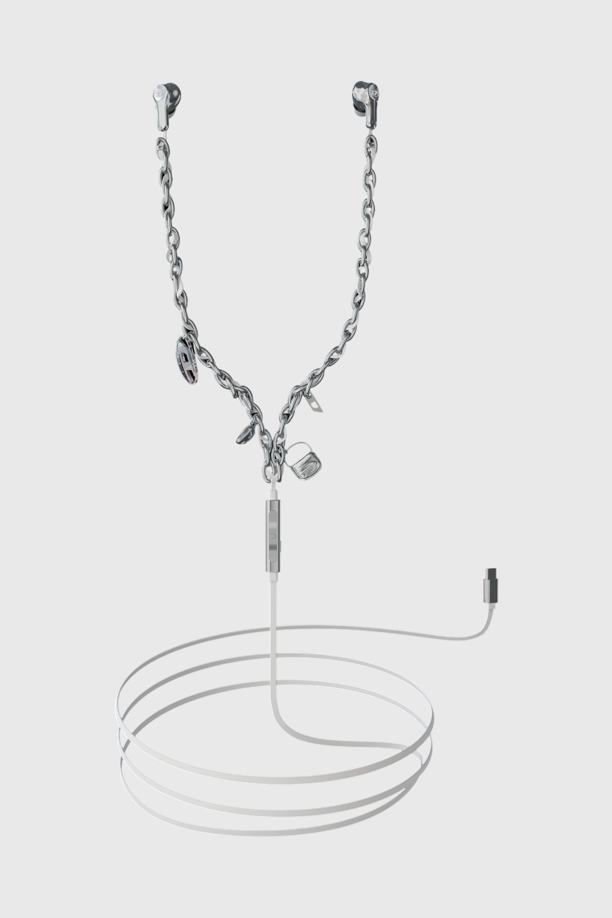 Diesel - 60458  WIRED EARBUDS WIRED EARBUDS, Auricolari con filo e charms argento Unisex in Argento - 2