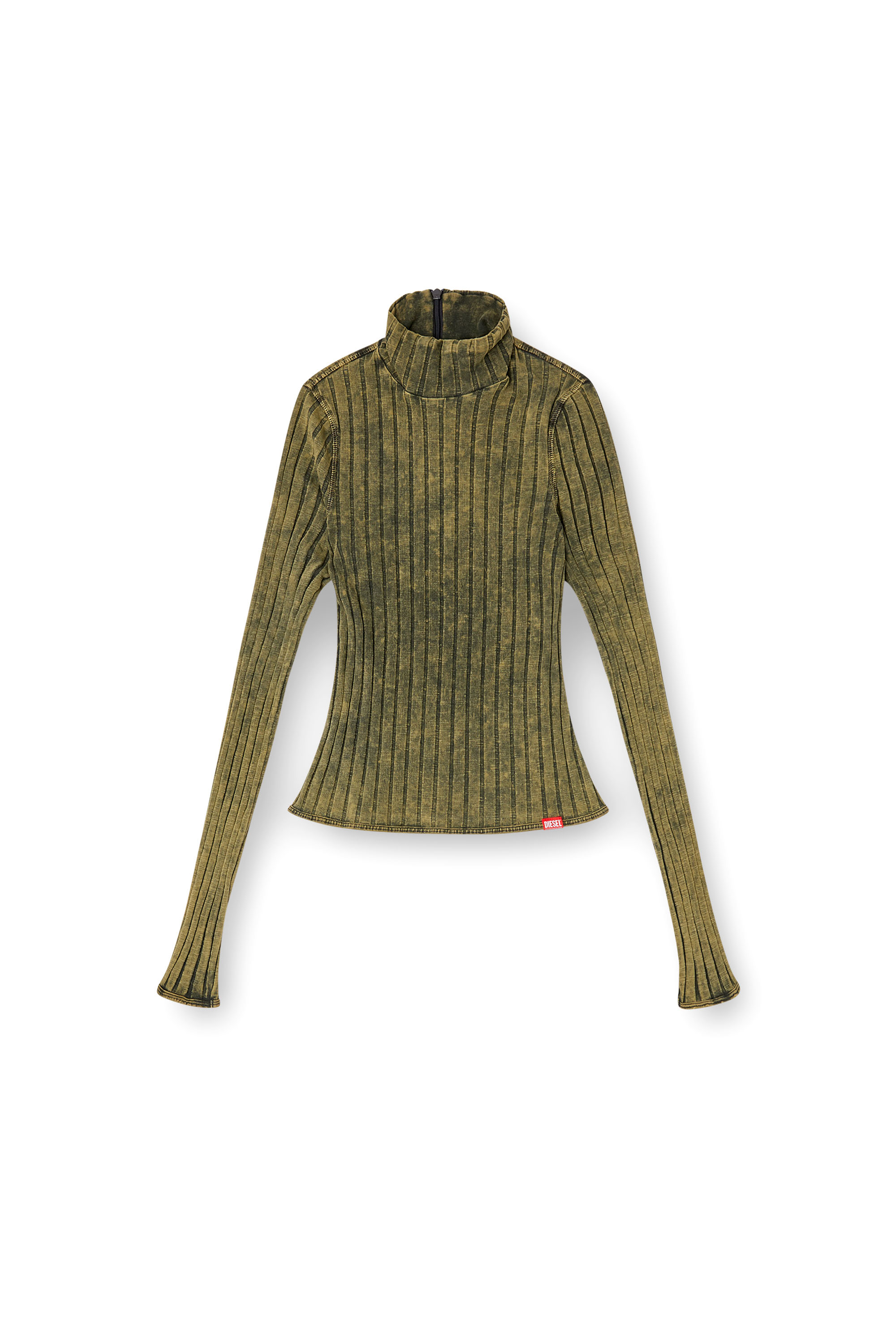 Diesel - T-CLAWA, Maglia in jersey trattato e lavorato a costa ampia Donna in Verde - 3