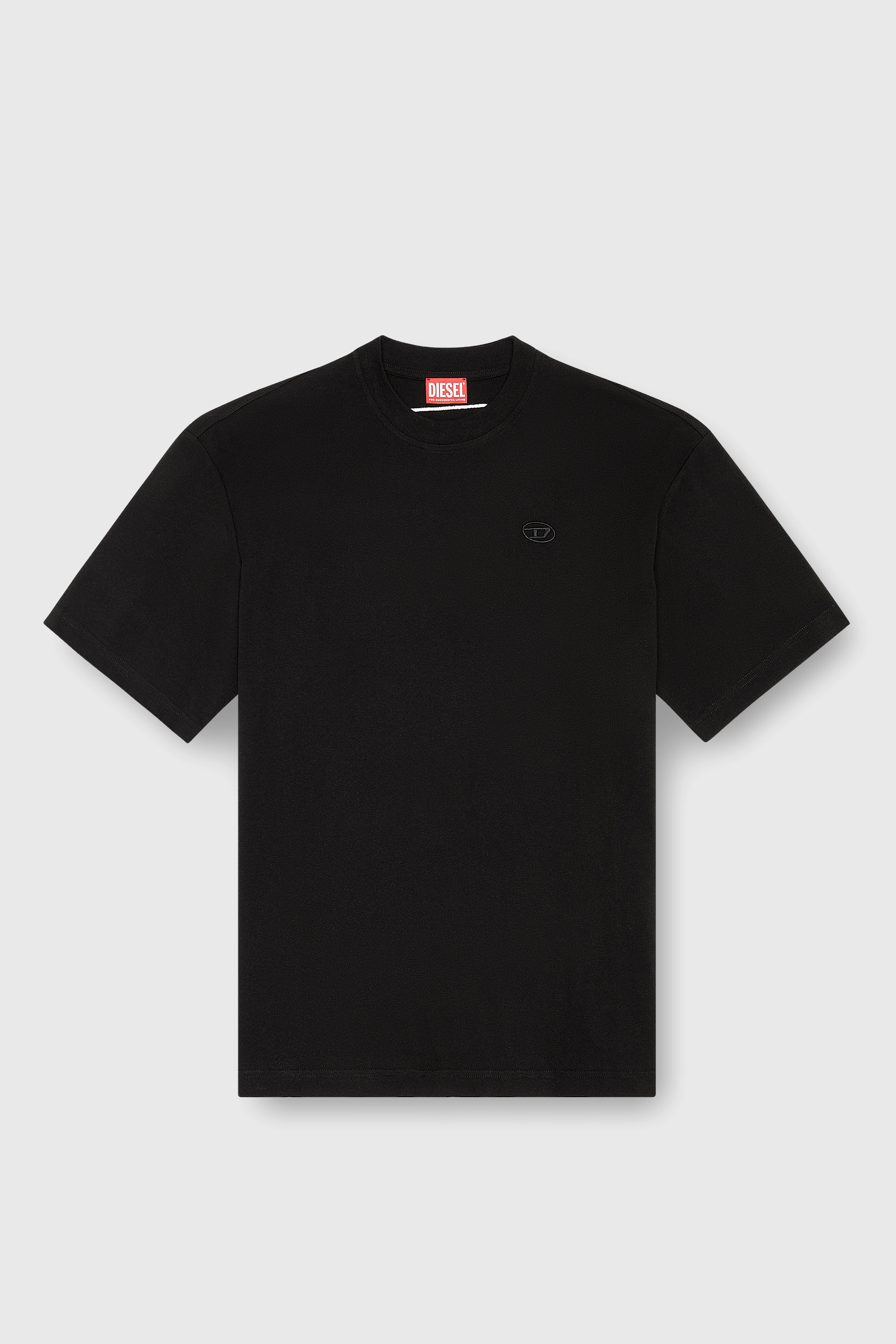 Diesel - T-BOGGY-MEGOVAL-D, T-shirt con maxi-ricamo oval D Uomo in Nero - 2
