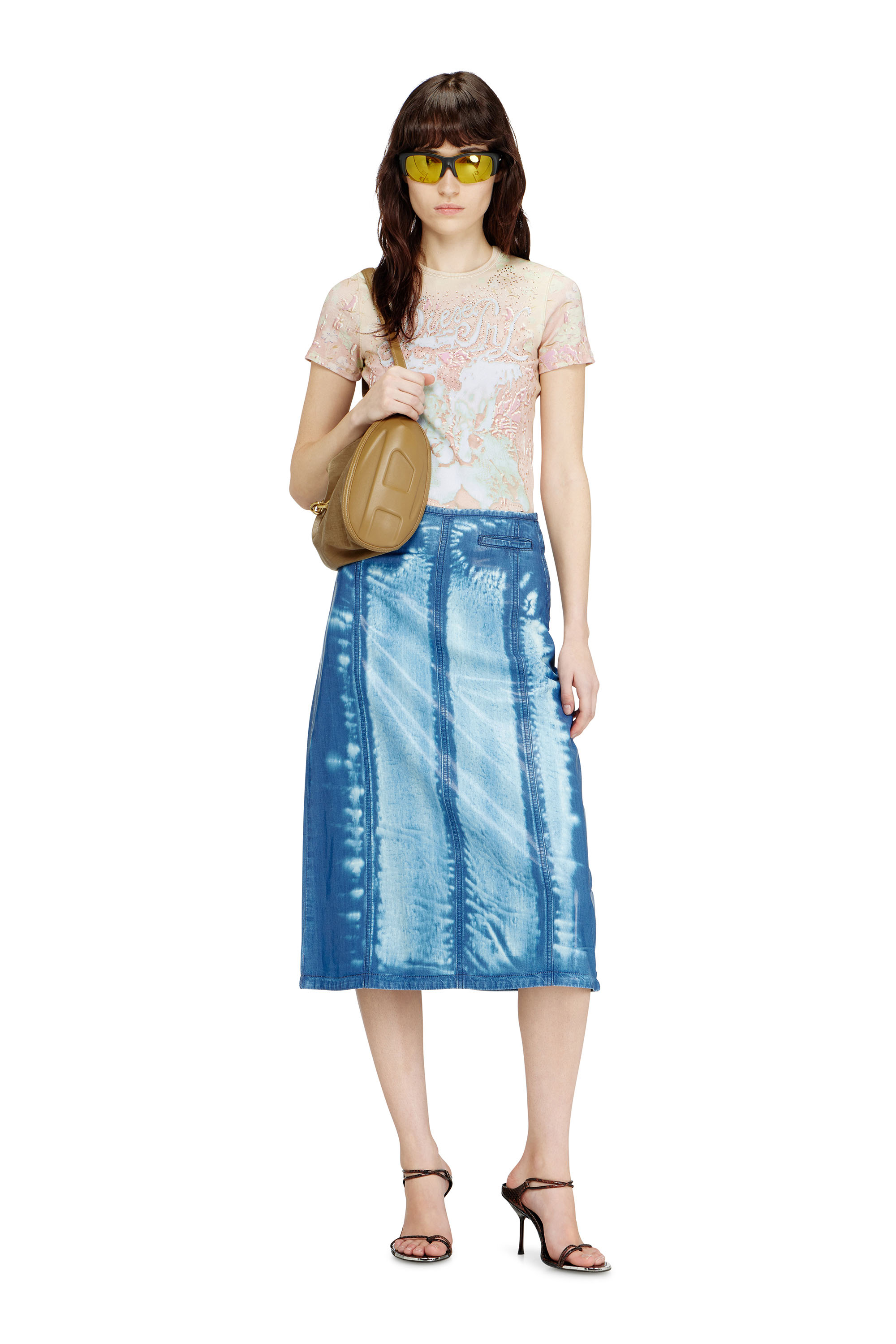 Diesel - T-BRIL, Top stampa animalier con cristalli Donna in Rosa - 2