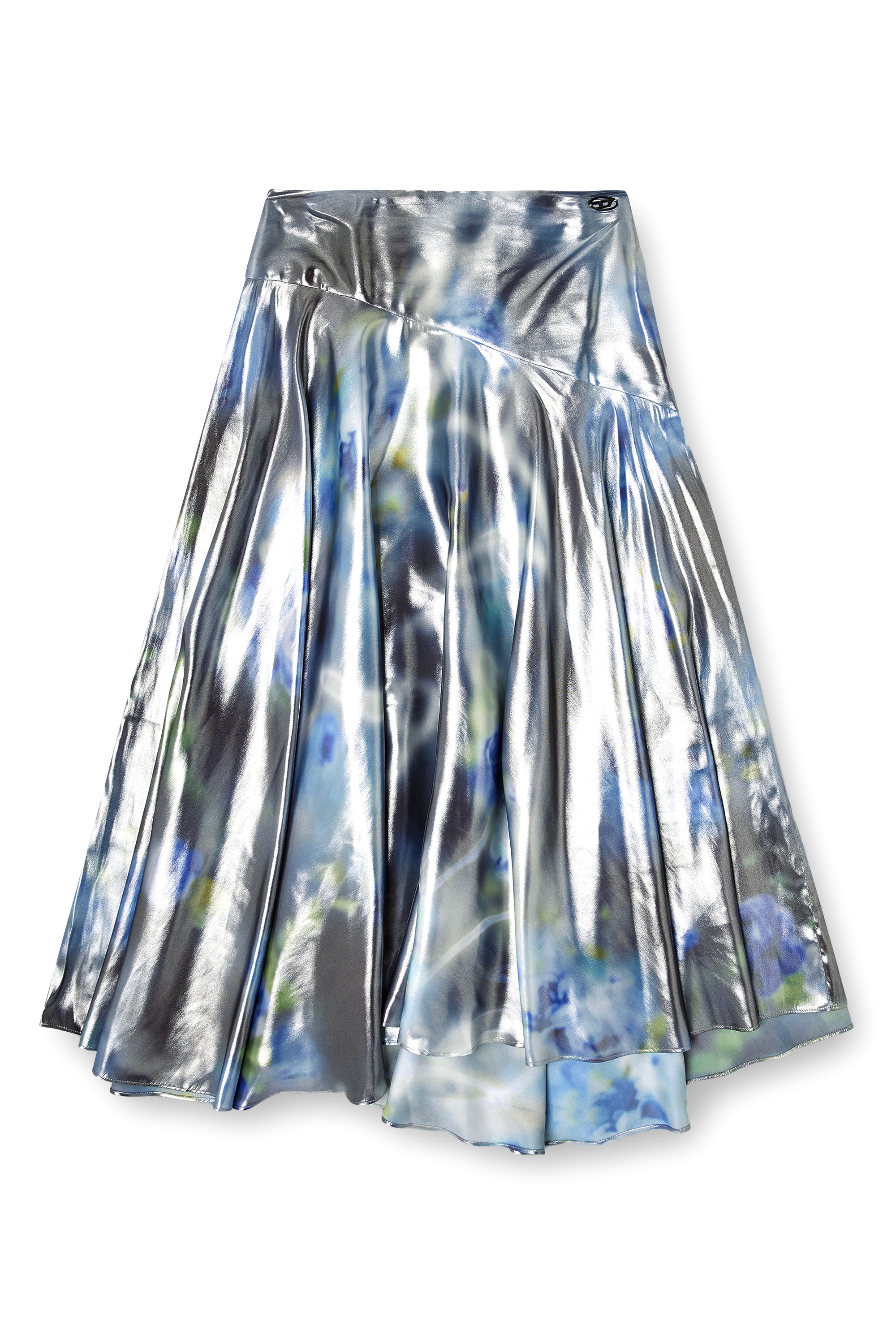 Diesel - O-ZULIE-S2, Camicia effetto metallizzato e rose sfocate Donna in Blu - 2