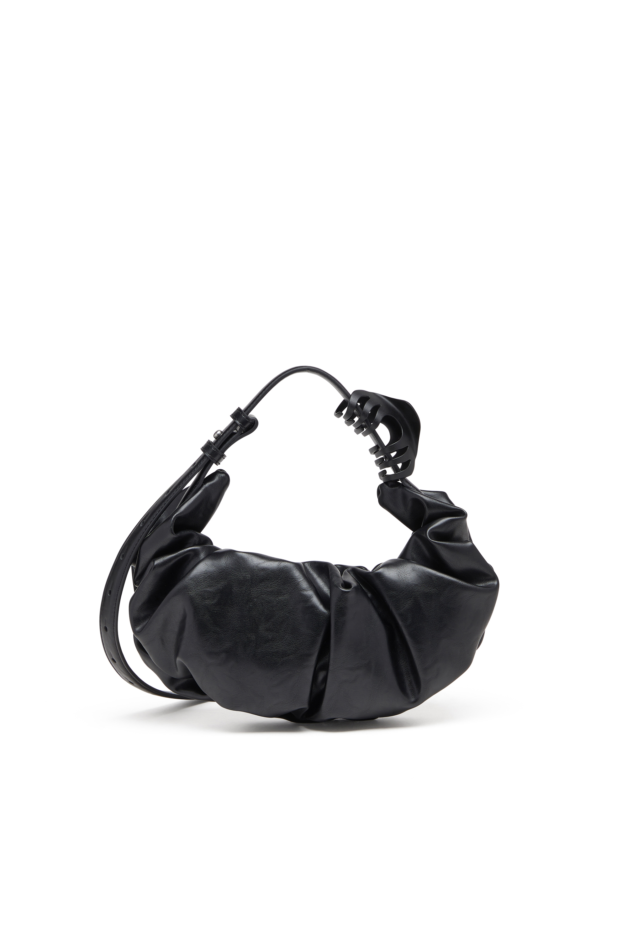 Diesel - GRAB-D HOBO S, Grab-D S-Borsa hobo piccola in PU lucido scrunched Donna in Nero - 3