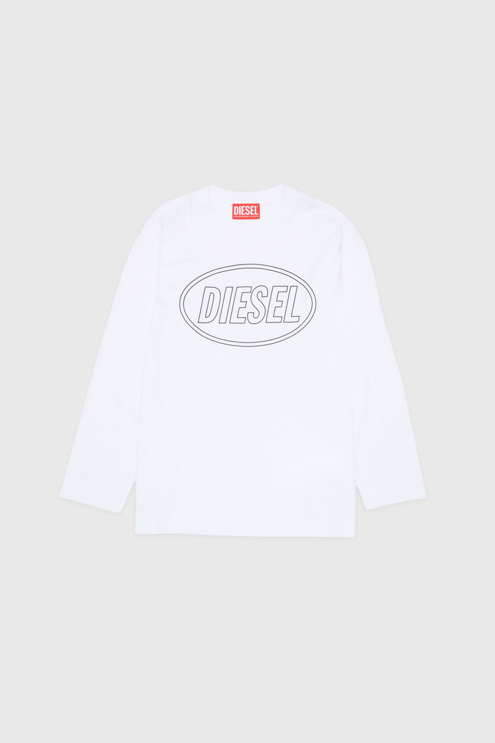 Diesel - TCIRCLELS OVER, T-shirt a manica lunga con logo Oval D Uomo in Bianco - 1