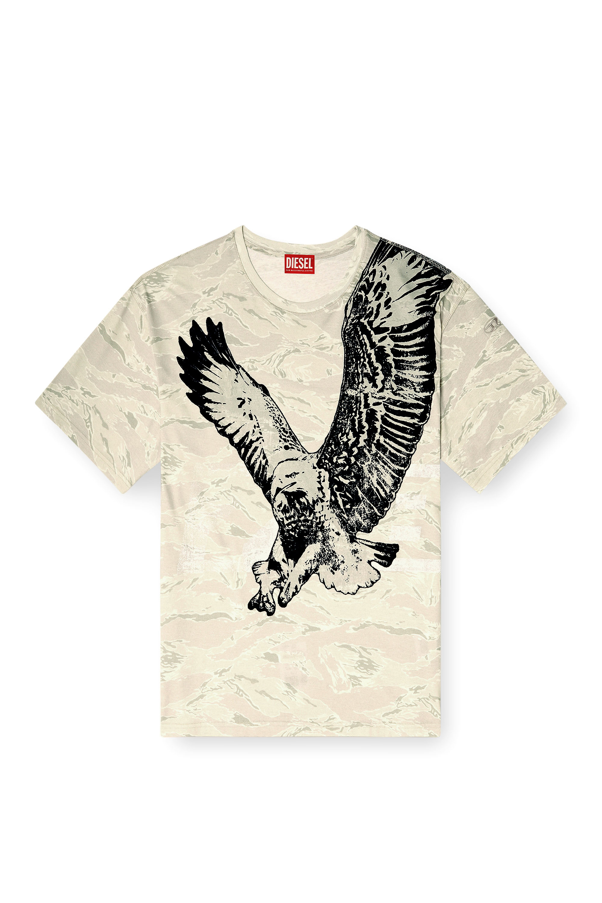 Diesel - T-BOXT-T14, T-shirt camouflage con stampa Eagle Uomo in Beige - 3