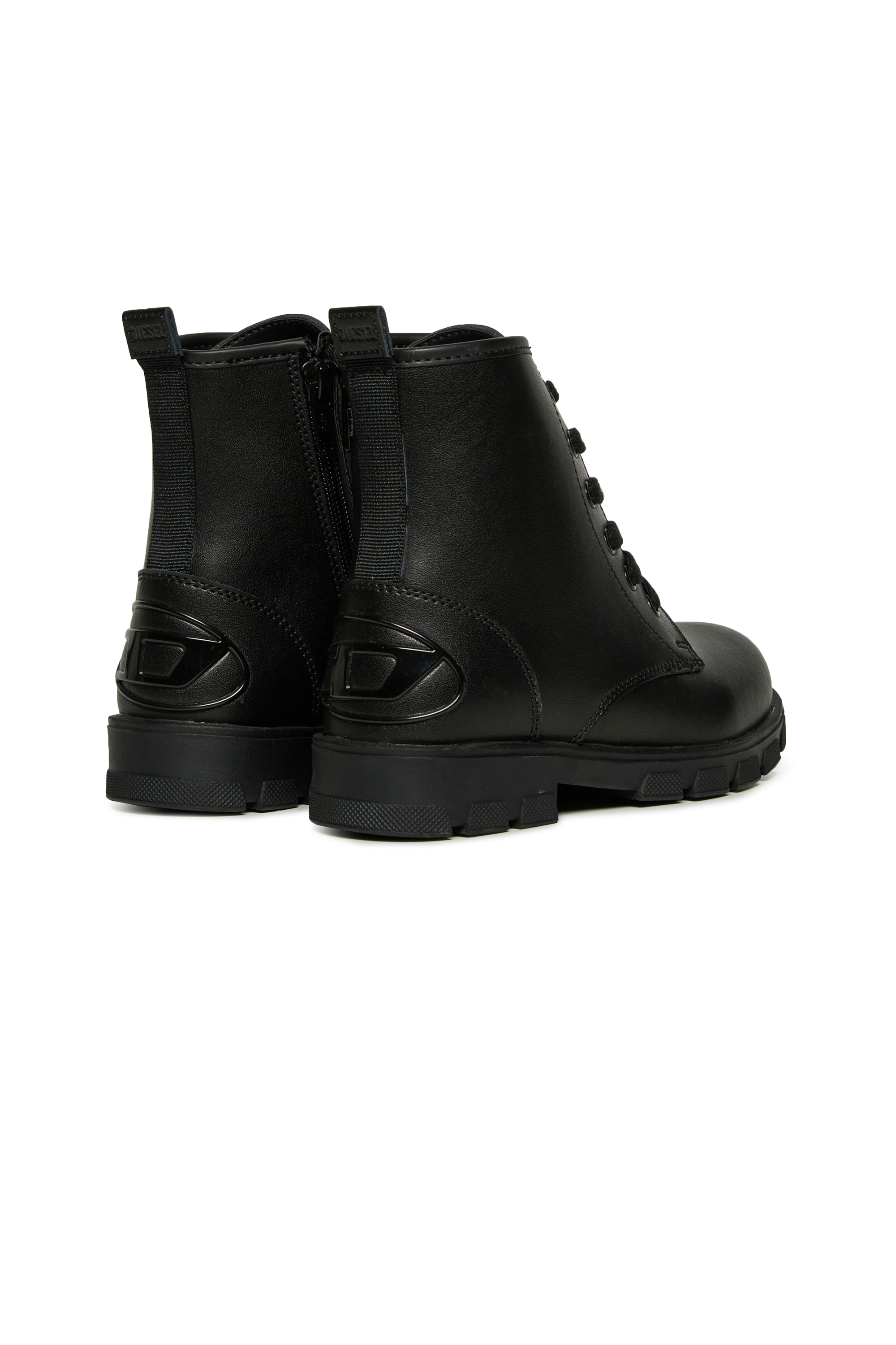 Diesel - D-HAMMER AK LACE, D-Hammer Stivali in pelle con zip laterale Unisex in Nero - 3