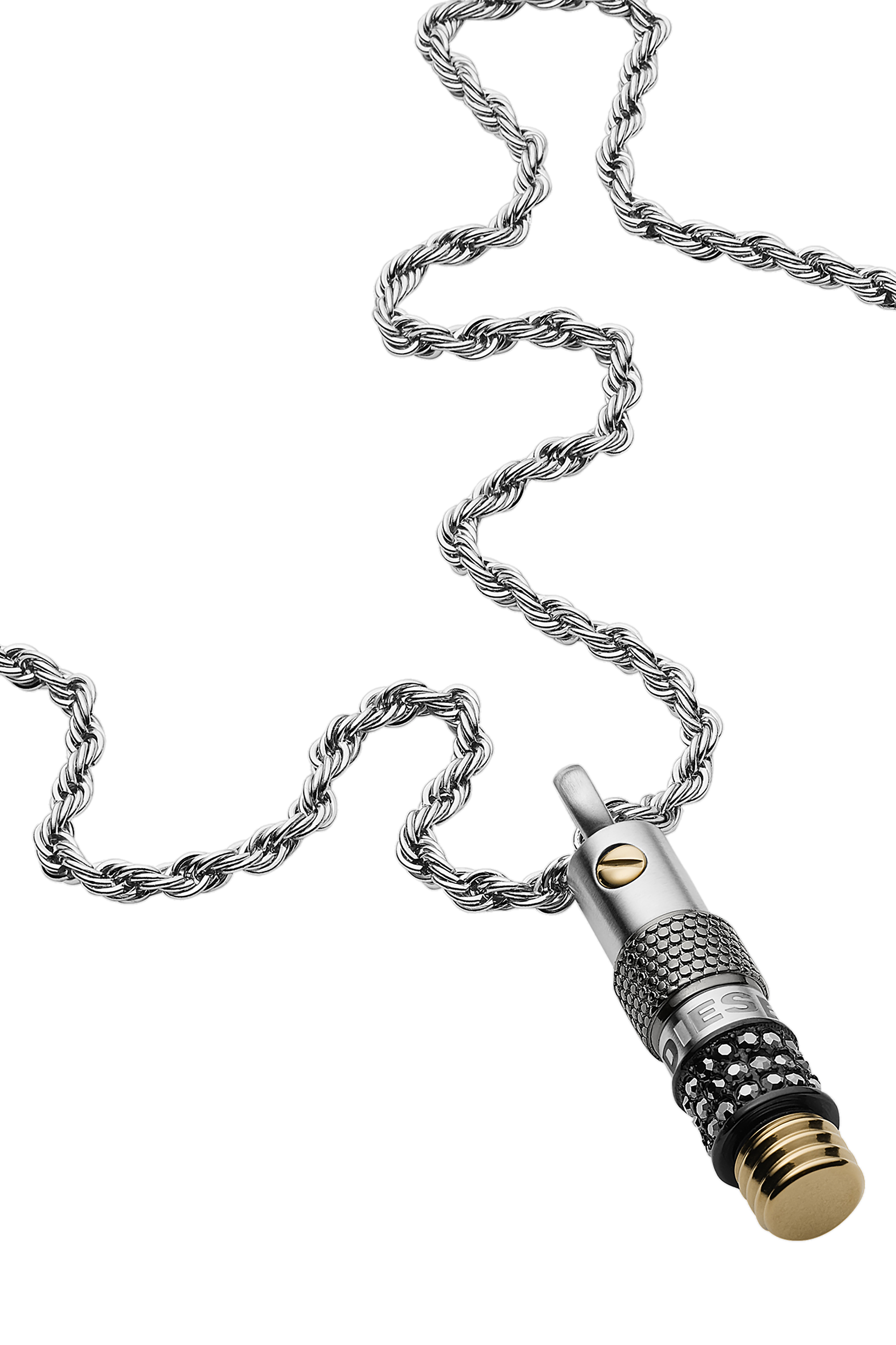 Diesel - DX1224, Collana in acciaio inossidabile e ciondolo semiprezioso Uomo in Argento - 1