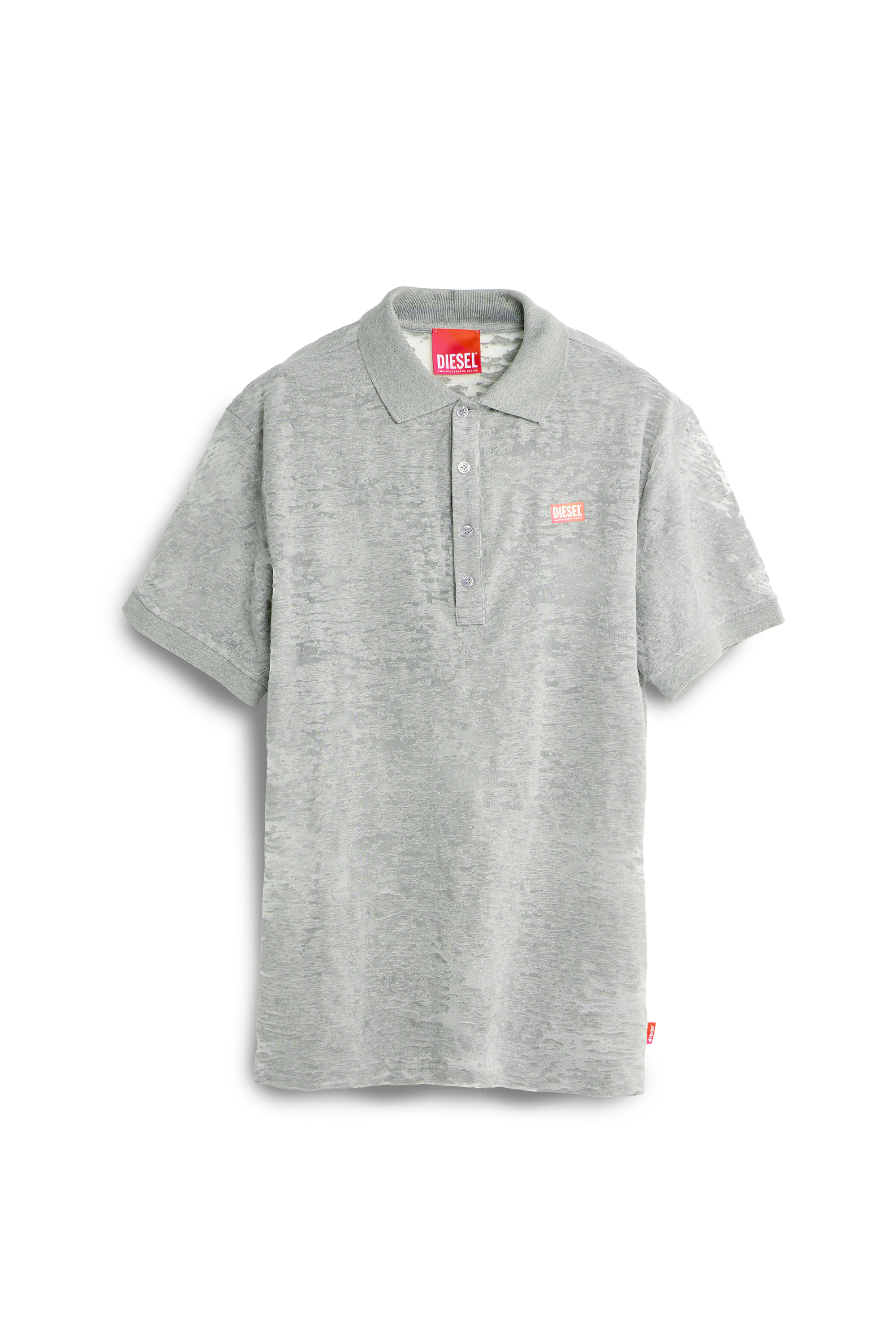 Diesel - PR-T-REJUST, Polo in jersey all-over devor&eacute; Uomo in Grigio - 2