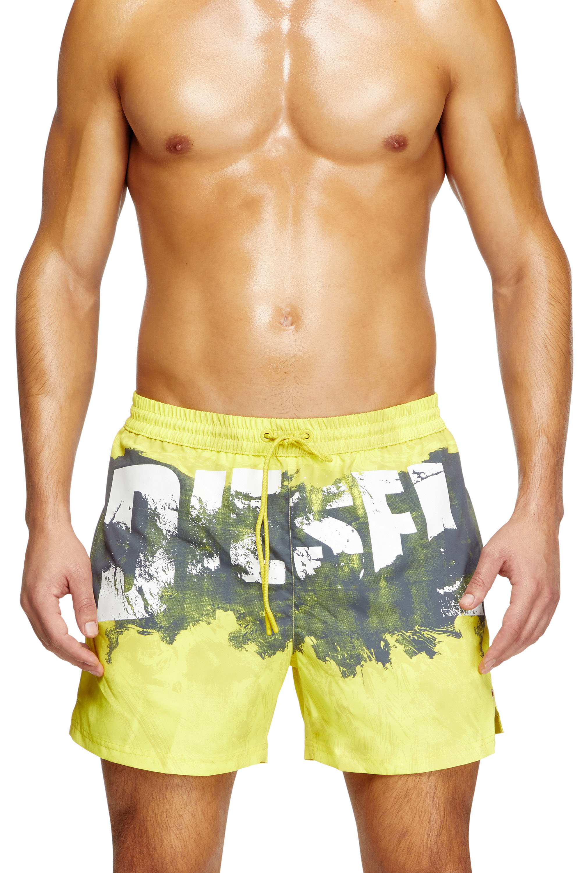 Diesel - KEN-37-D-POP, Pantaloncini da mare con stampa grafica Uomo in Giallo - 2