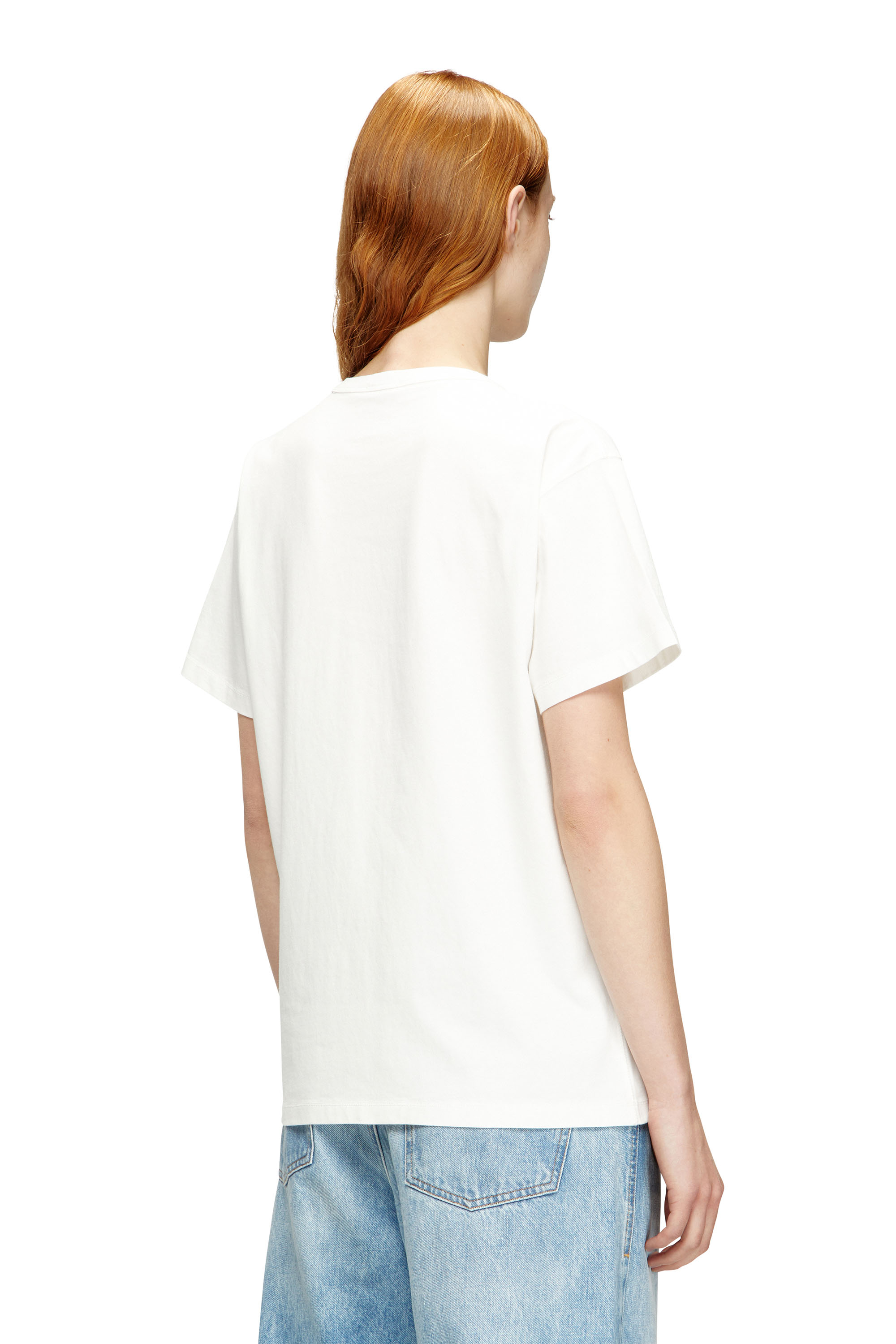 Diesel - T-NORMY-OD-S1, T-shirt in cotone con Oval D metallizzato Donna in Bianco - 4