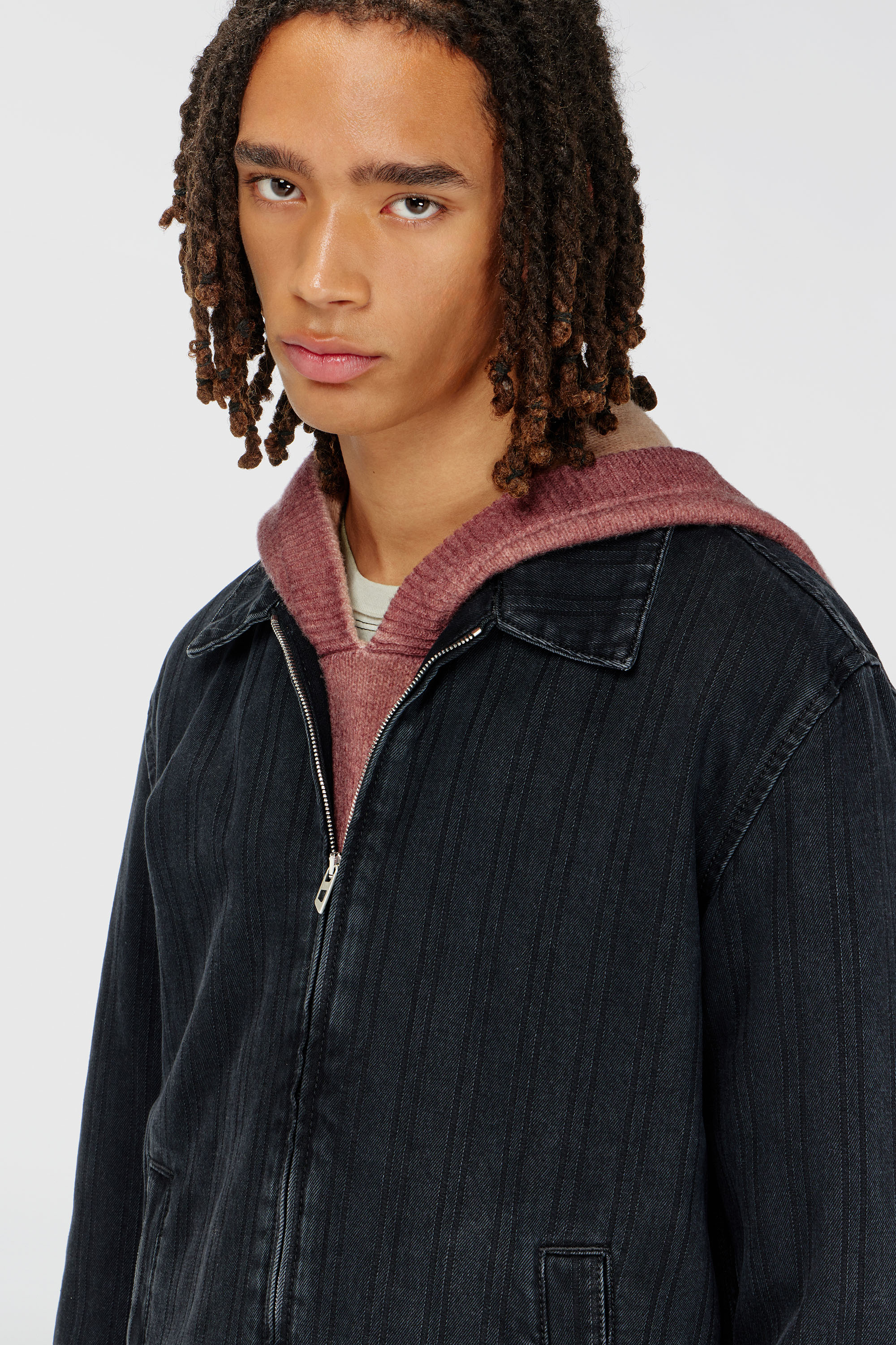 Diesel - D-ROHE, Giacca in denim gessato Uomo in Nero - 5