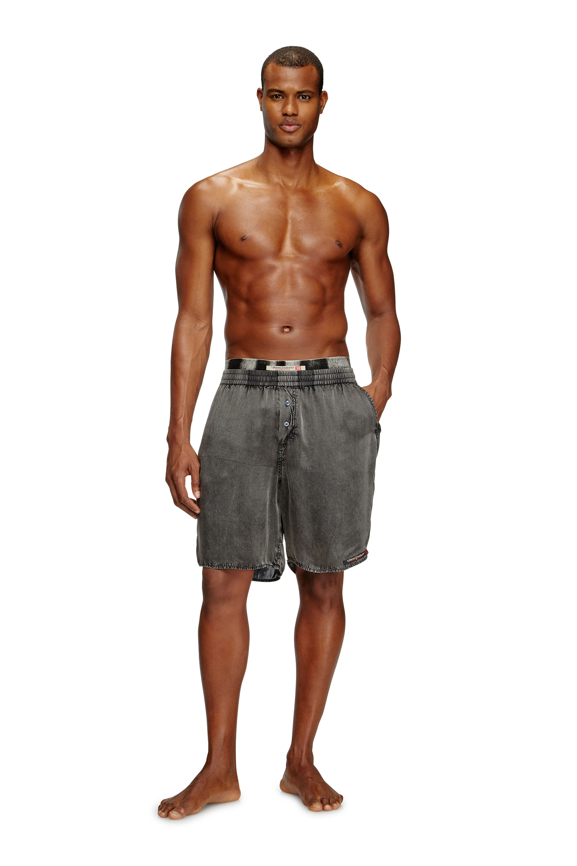 Diesel - SILVO-DNM, Boxer extra lunghi effetto denim Uomo in Grigio - 1