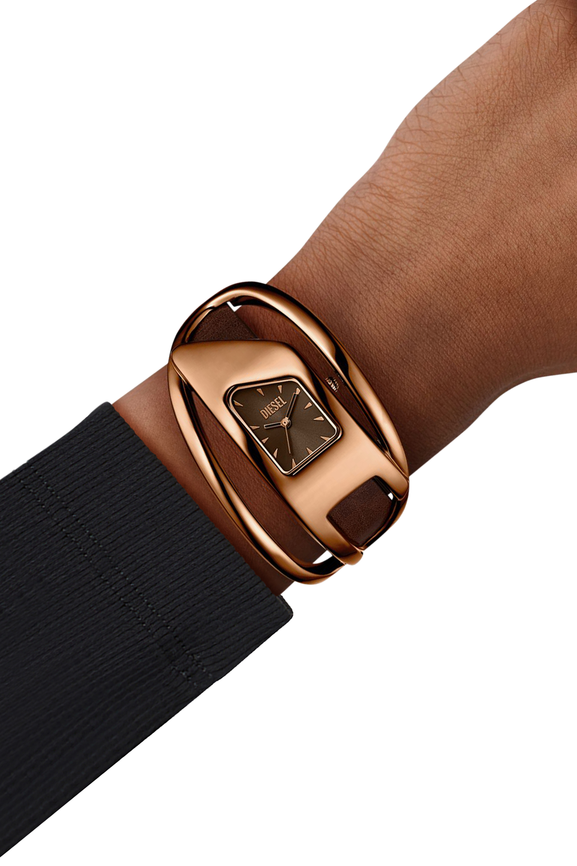 Diesel - DZ5630 WATCH, Orologio Wrap-D in pelle marrone Donna in Marrone - 4
