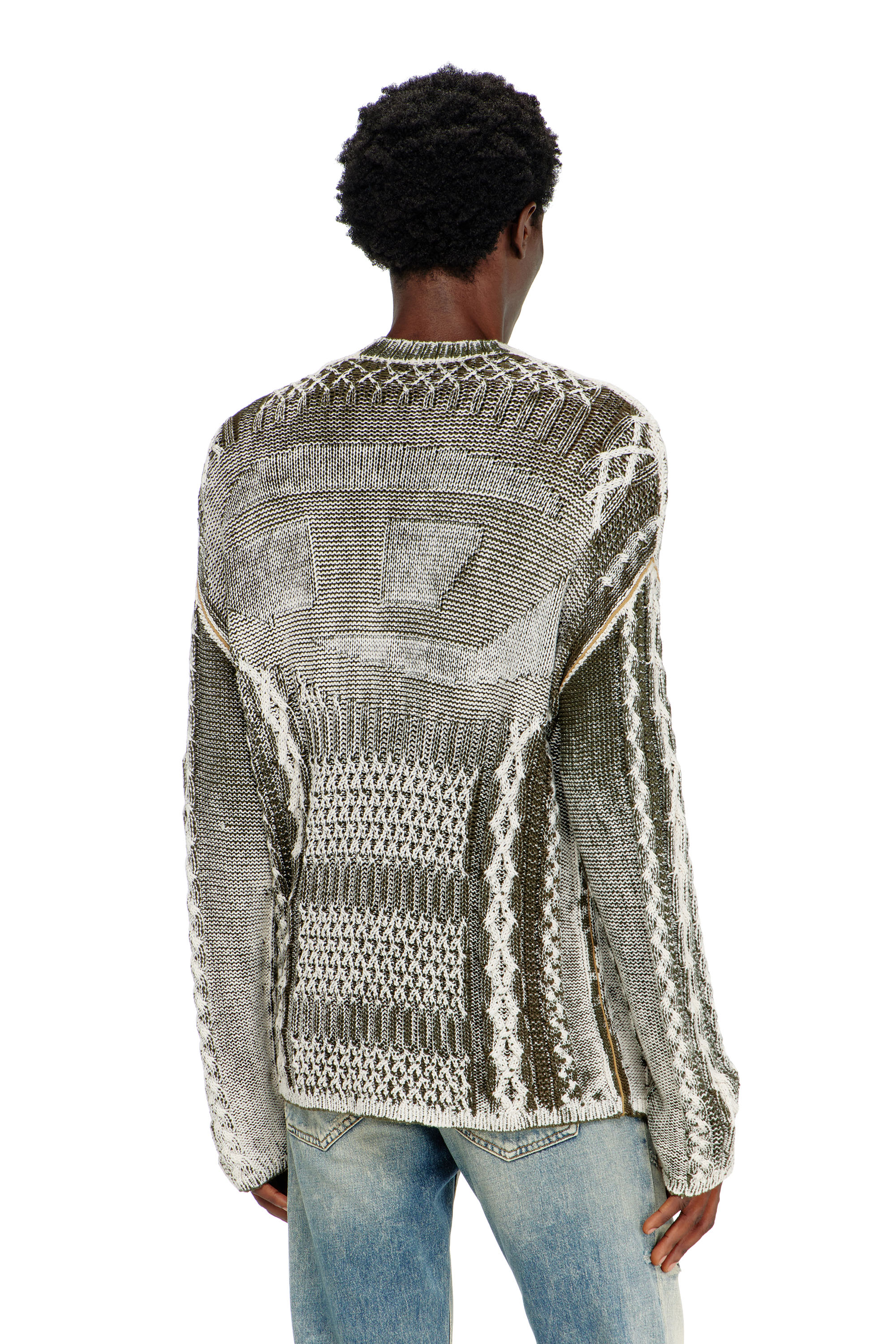 Diesel - K-MIOTO, Cardigan lavorato a maglia con trattamento Uomo in Multicolor - 4
