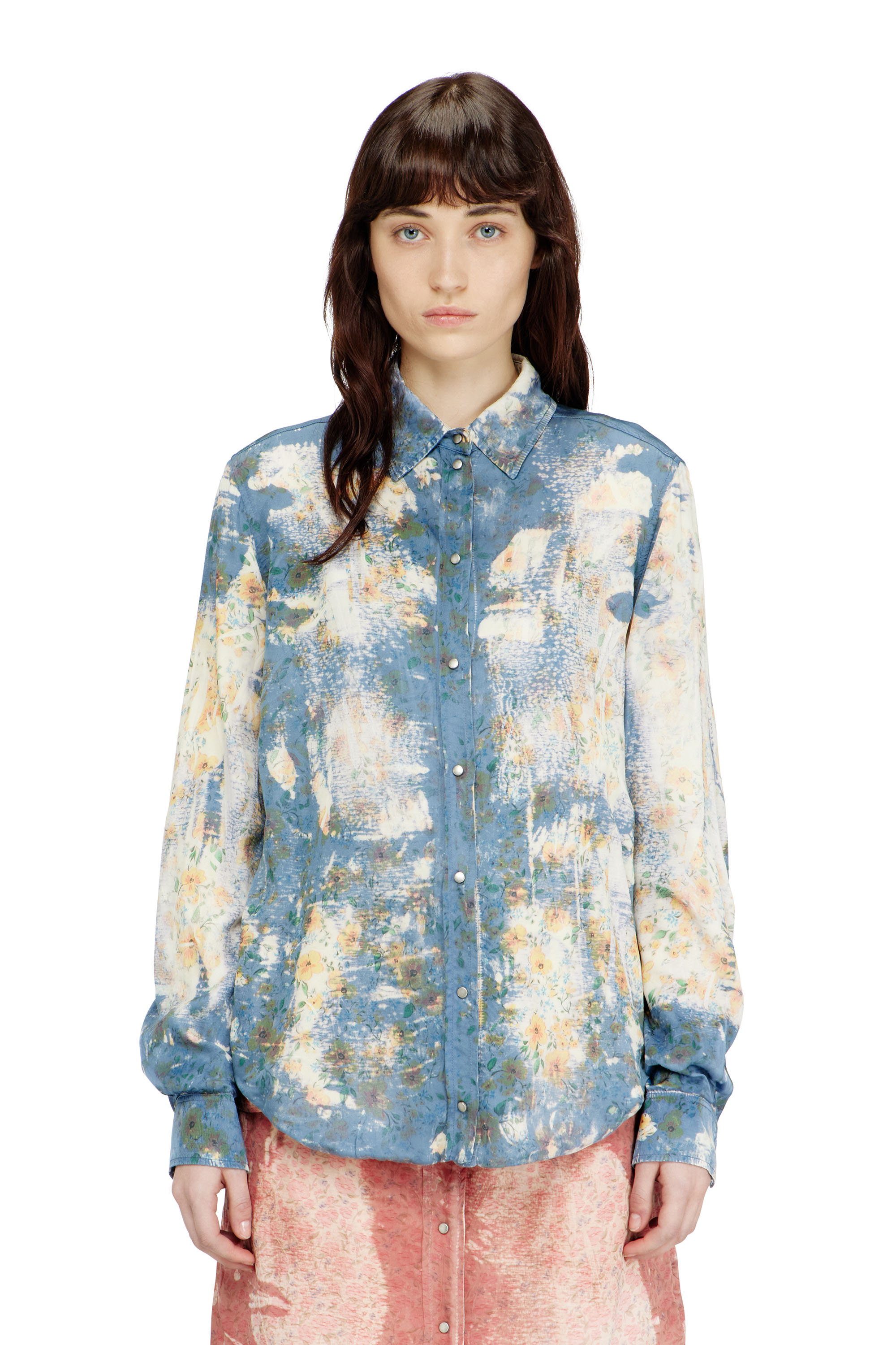 Diesel - C-ASSY, Camicia floreale effetto X-Ray Donna in Blu - 1