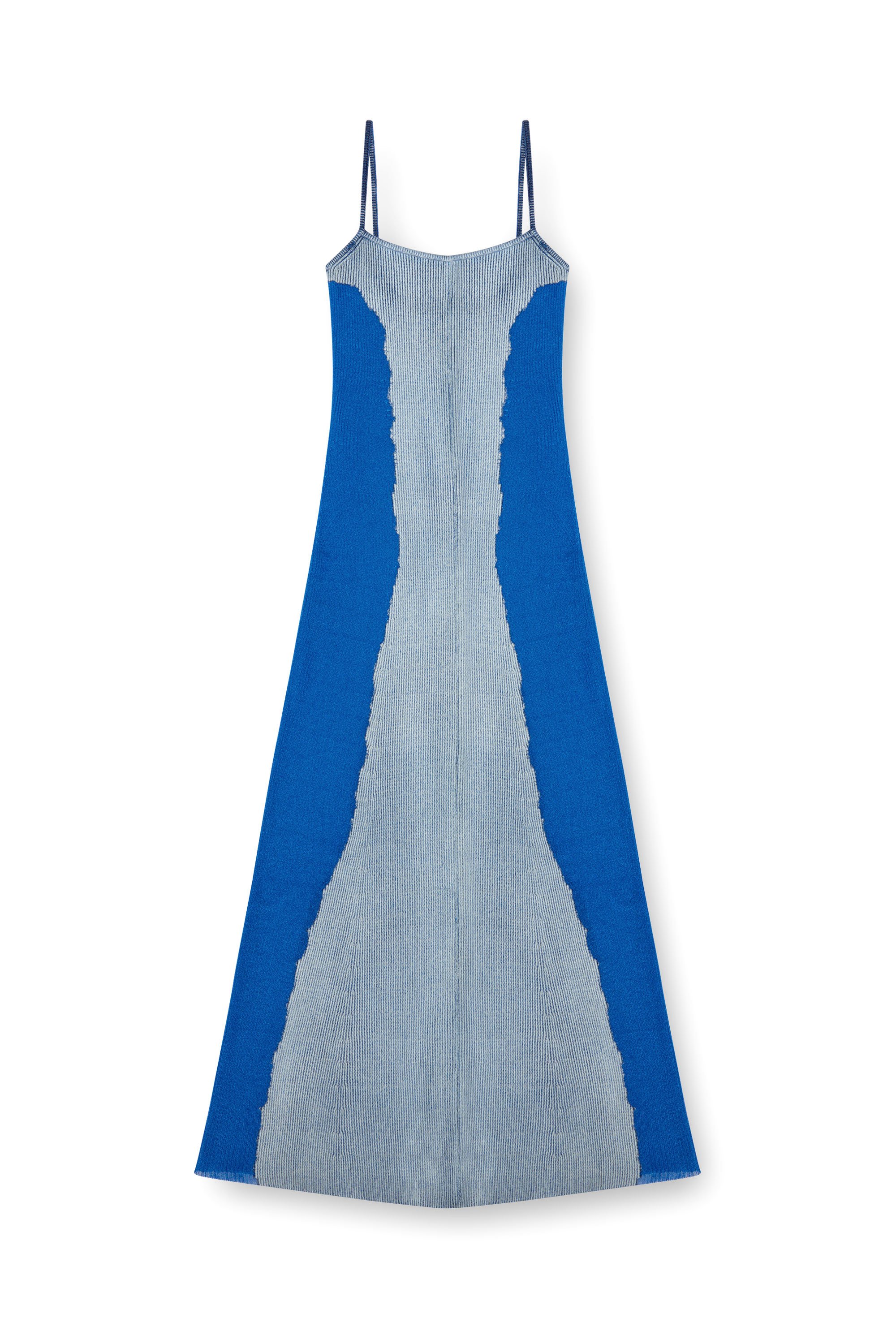 Diesel - M-EDAGLIA, Woman Midi slip dress in devoré knit in Blue - Image 1