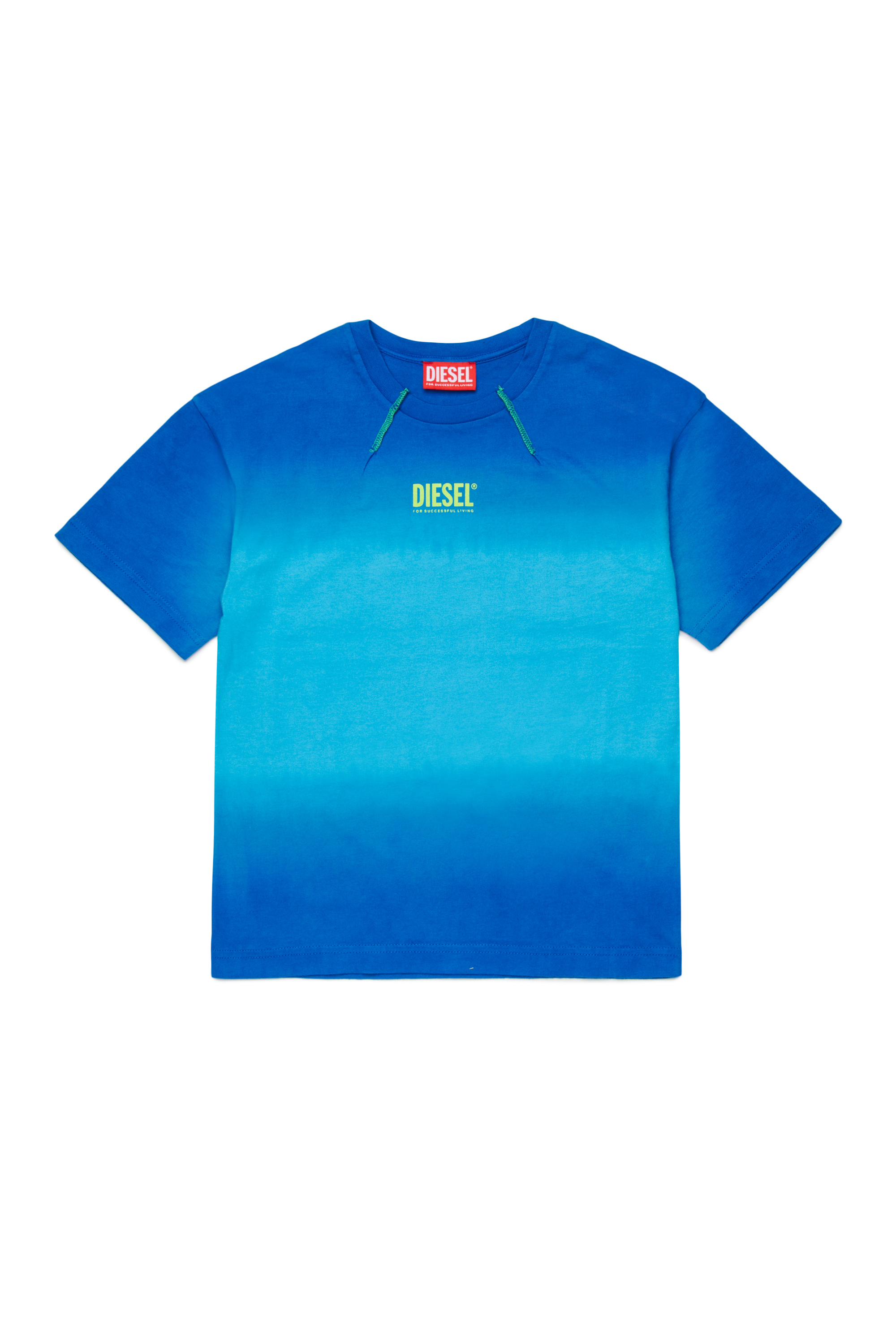 Diesel - TSHADE OVER, T-shirt in cotone con lavaggio sfumato Uomo in Blu - 1