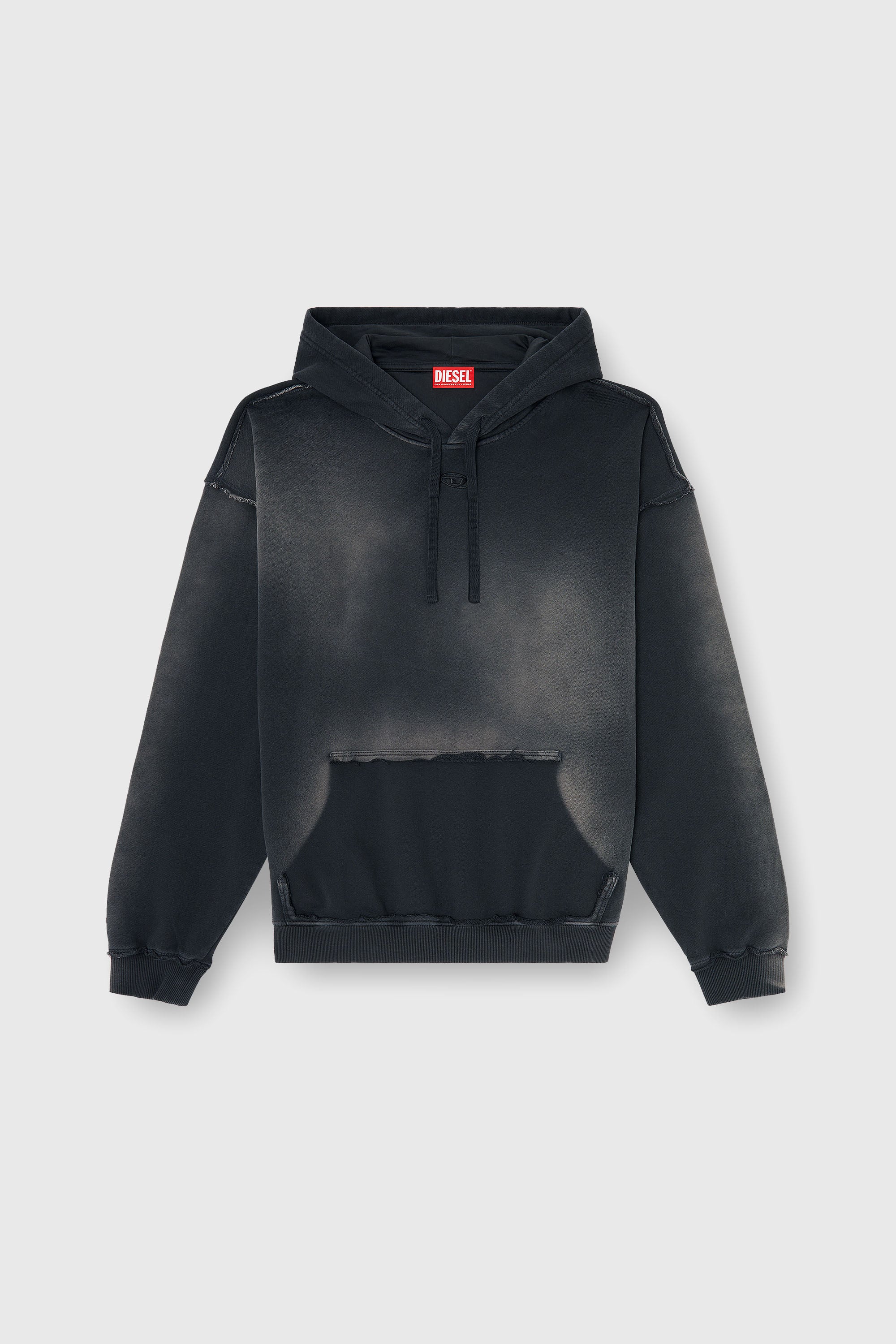 Diesel - S-POCK-HOOD, Hoodie in cotone faded con dettagli sfrangiati Uomo in Multicolor - 2