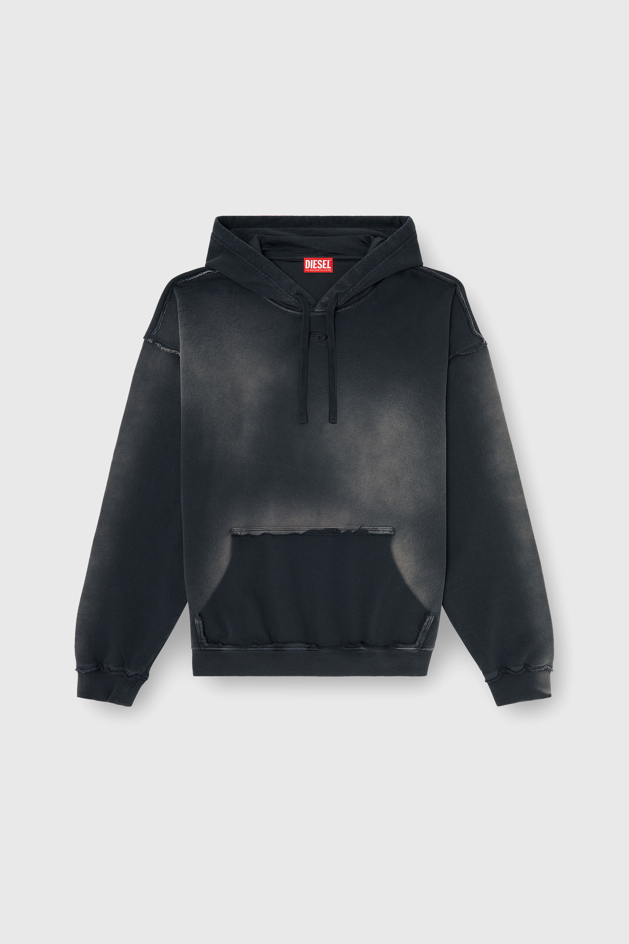 Diesel - S-POCK-HOOD, Hoodie in cotone faded con dettagli sfrangiati Uomo in Multicolor - 2