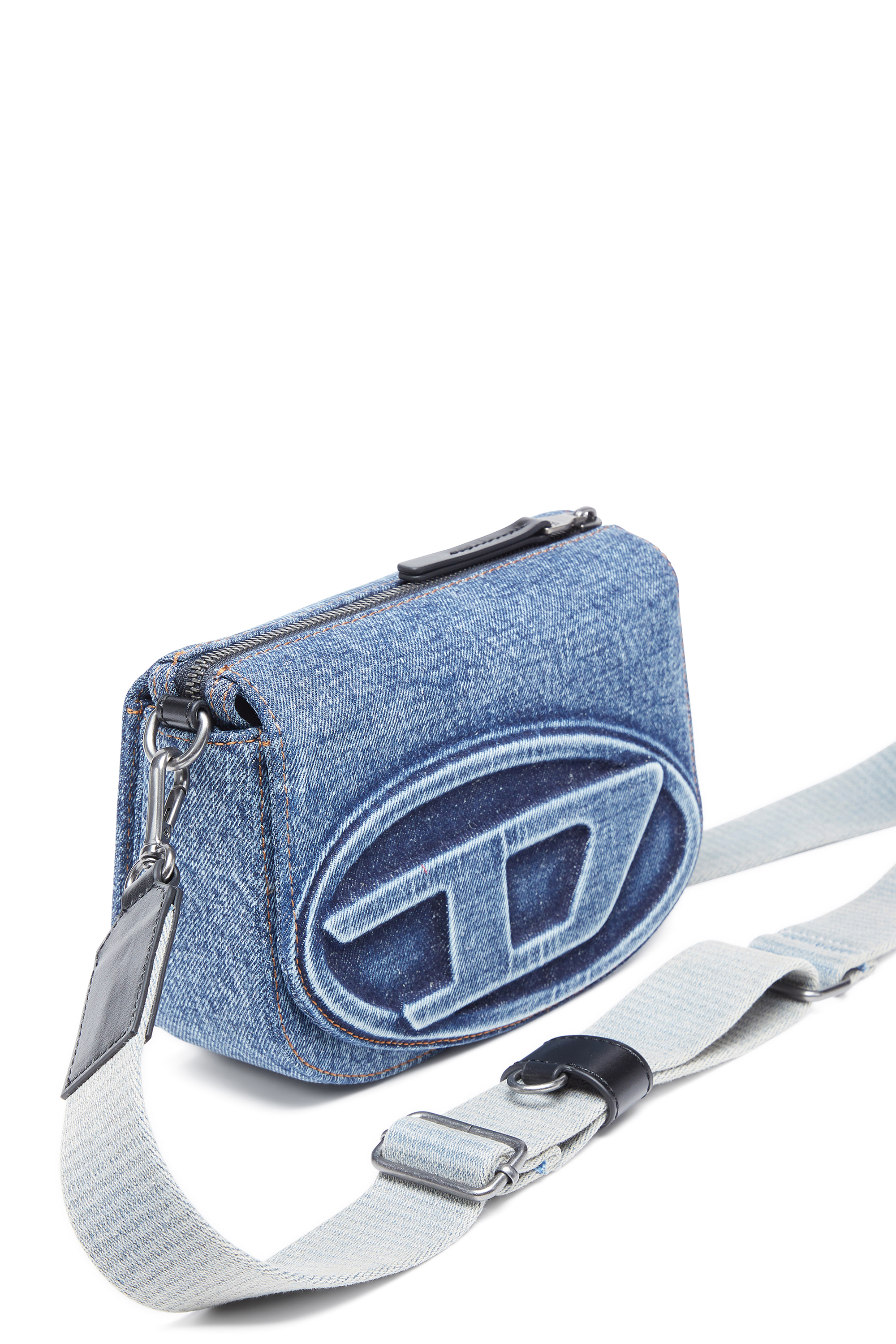 Diesel - 1DR CAMERA BAG, Camera bag in denim solarizzato Unisex in Blu - 4