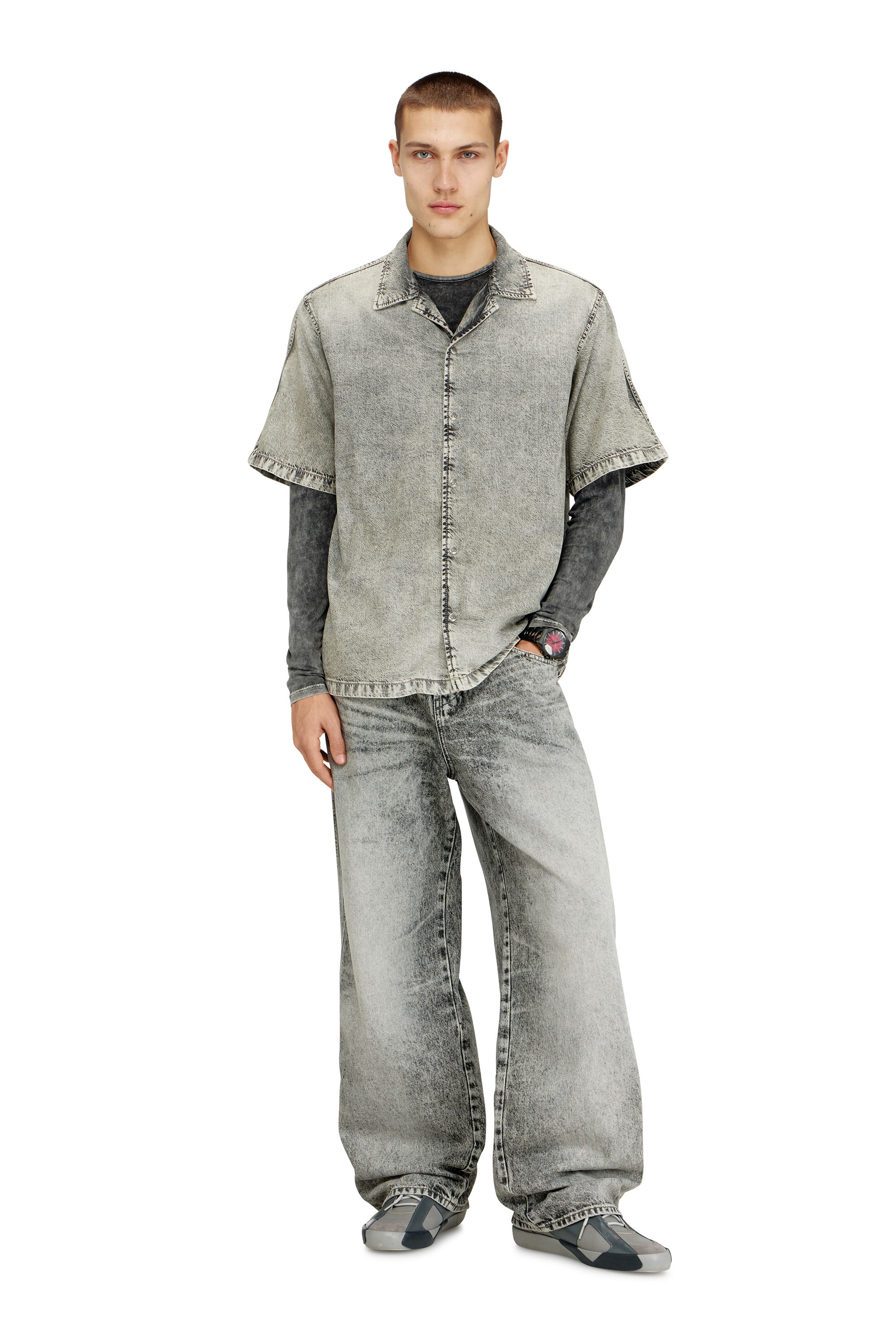 Diesel - D-NABIL-S8, Camicia a maniche corte in denim fluido trattato Uomo in ToBeDefined - 2