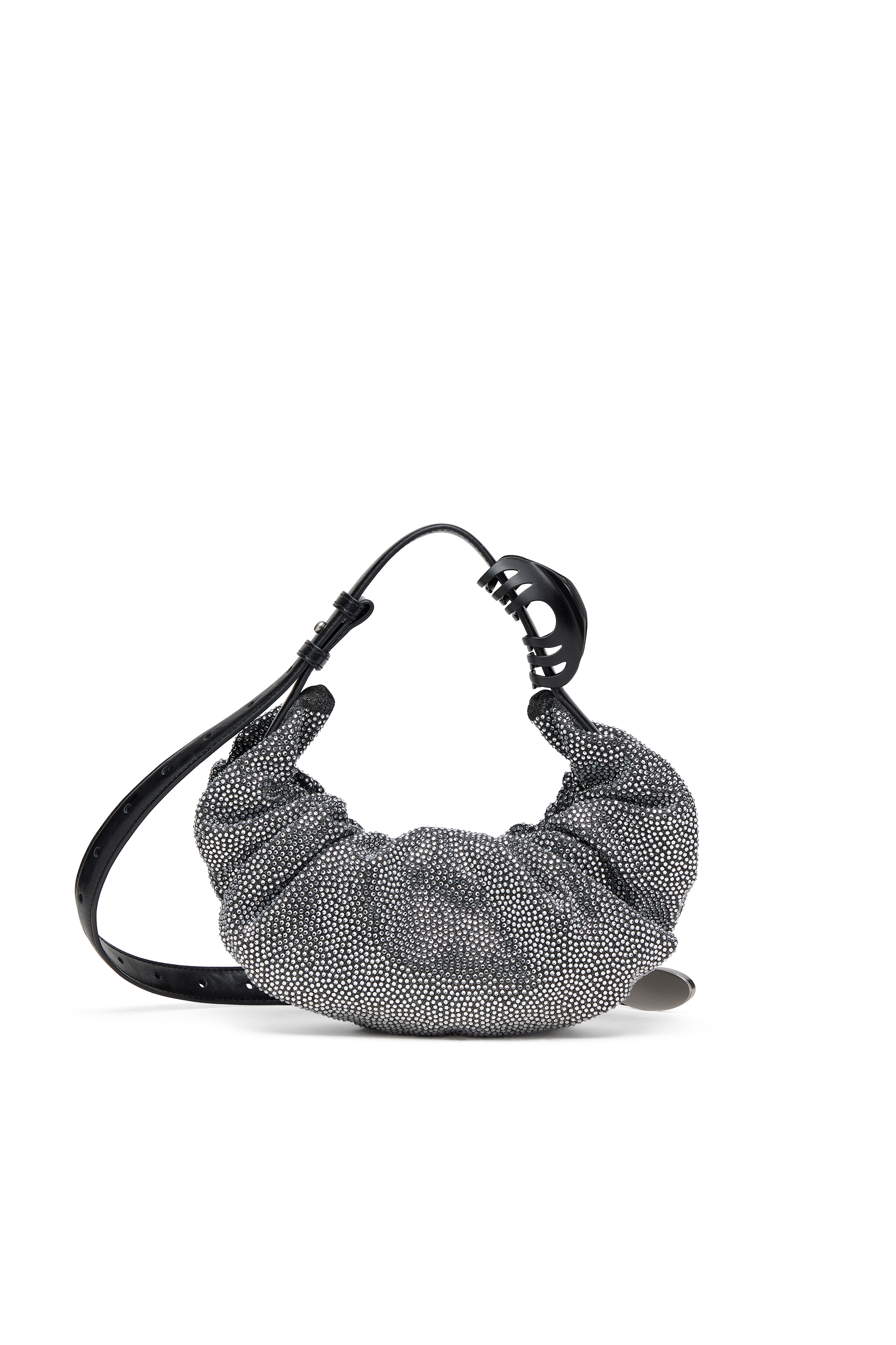 Diesel - GRAB-D HOBO S, Grab-D S-Borsa hobo piccola in denim scrunched con cristalli Donna in Nero - 2