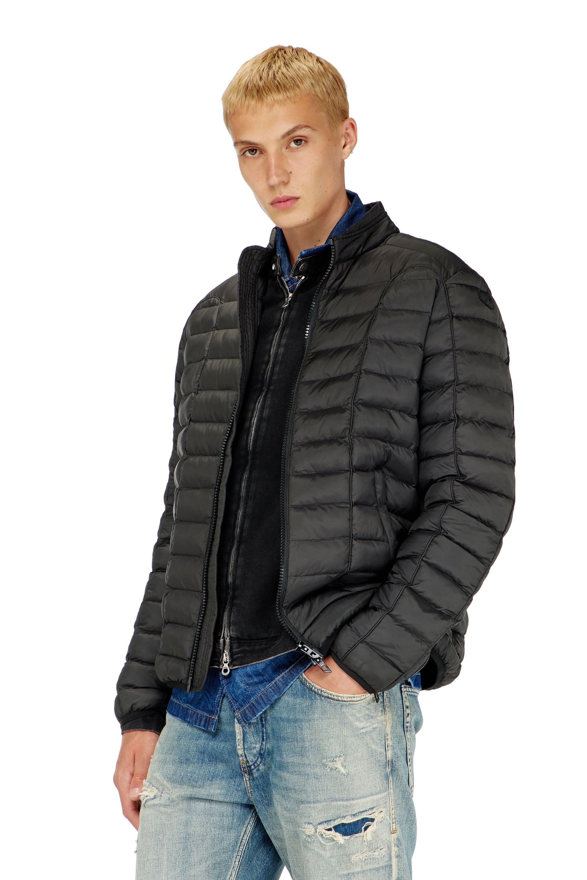 Diesel - W-PILOT, Piumino in nylon leggero Uomo in Nero - 1