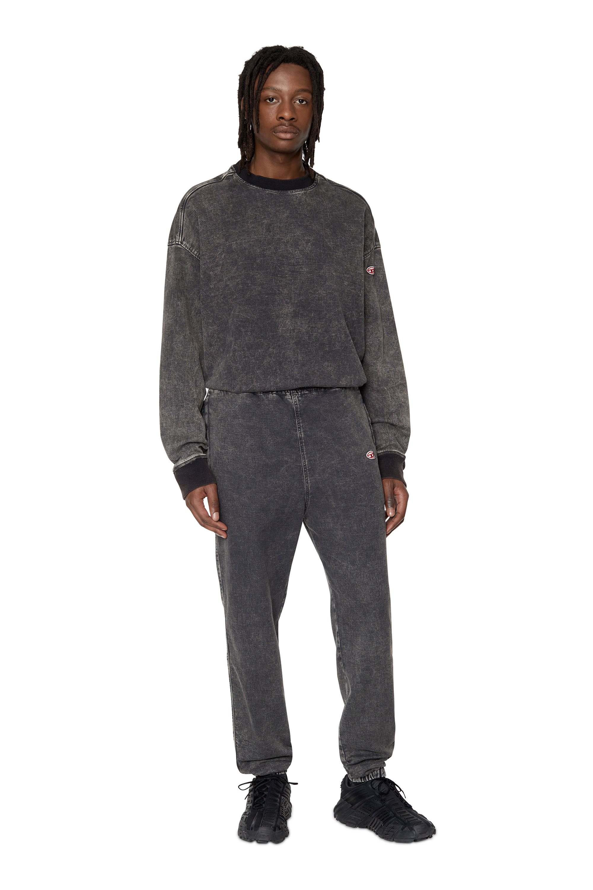 Diesel - D-KRIB TRACK DENIM SWEATSHIRT, Nero/Grigio scuro - Image 2