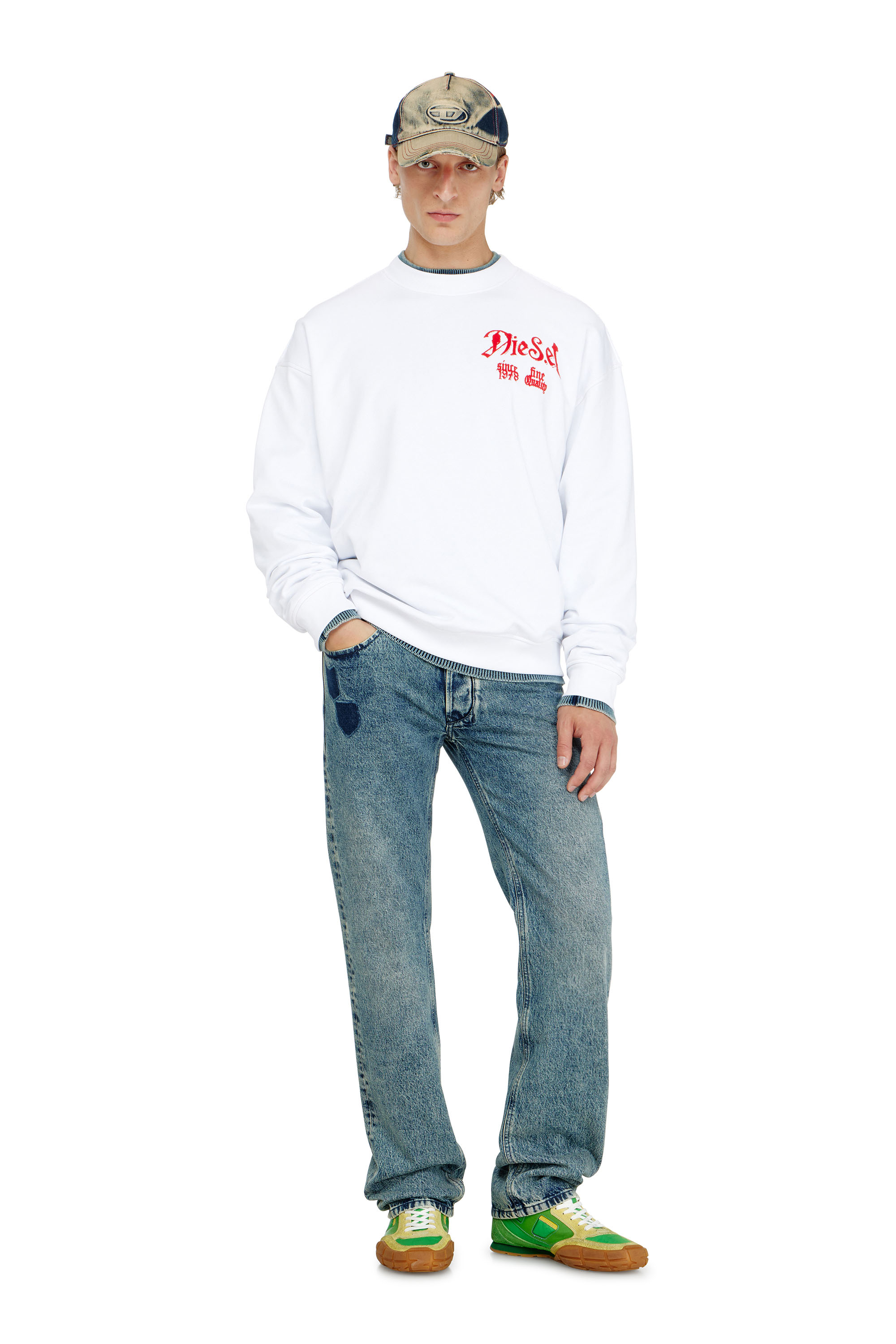 Diesel - S-BOXT-AA2, Felpa in cotone con grafiche effetto floccato Uomo in ToBeDefined - 2