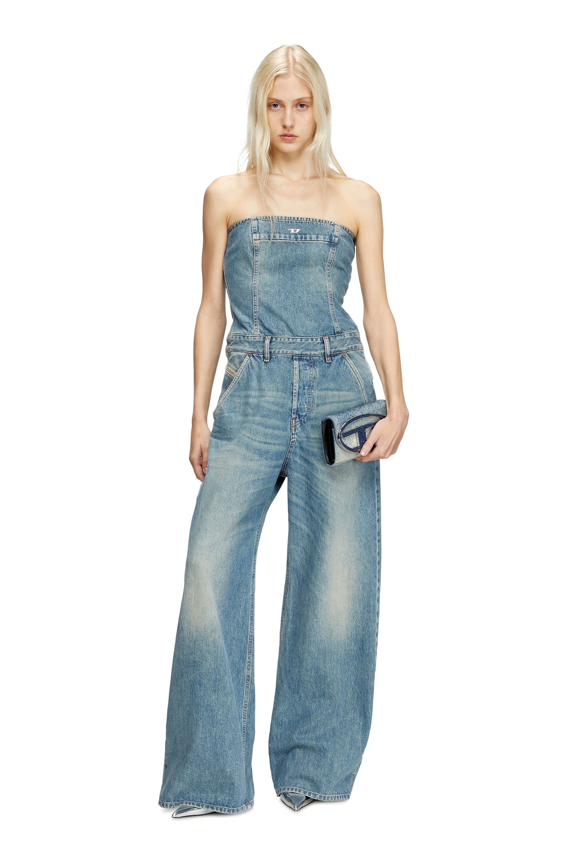 Diesel - DE-BRIDE, Tuta a fascia in denim Donna in Blu - 1