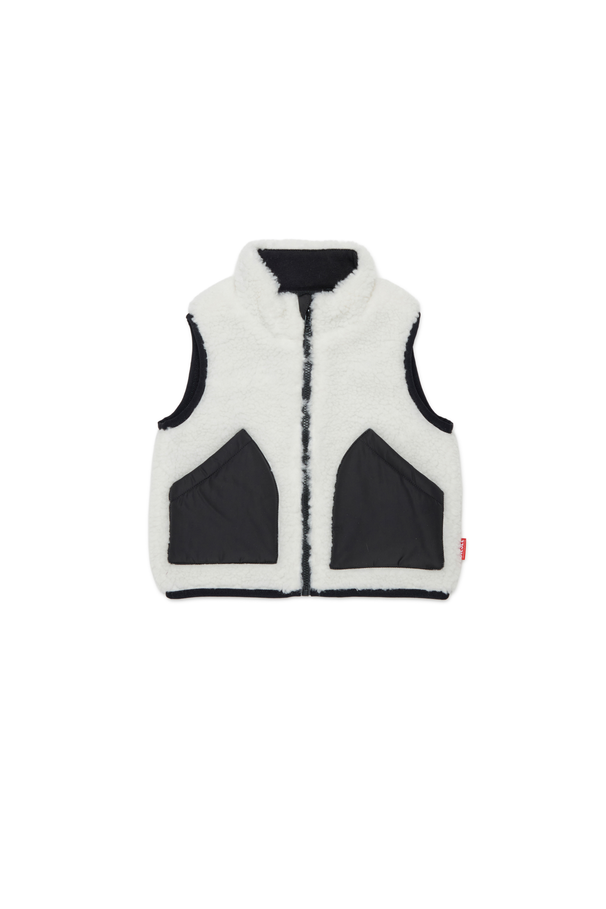 Diesel - JSEARB, Gilet colour-block in teddy fleece e nylon Uomo in Bianco - 1