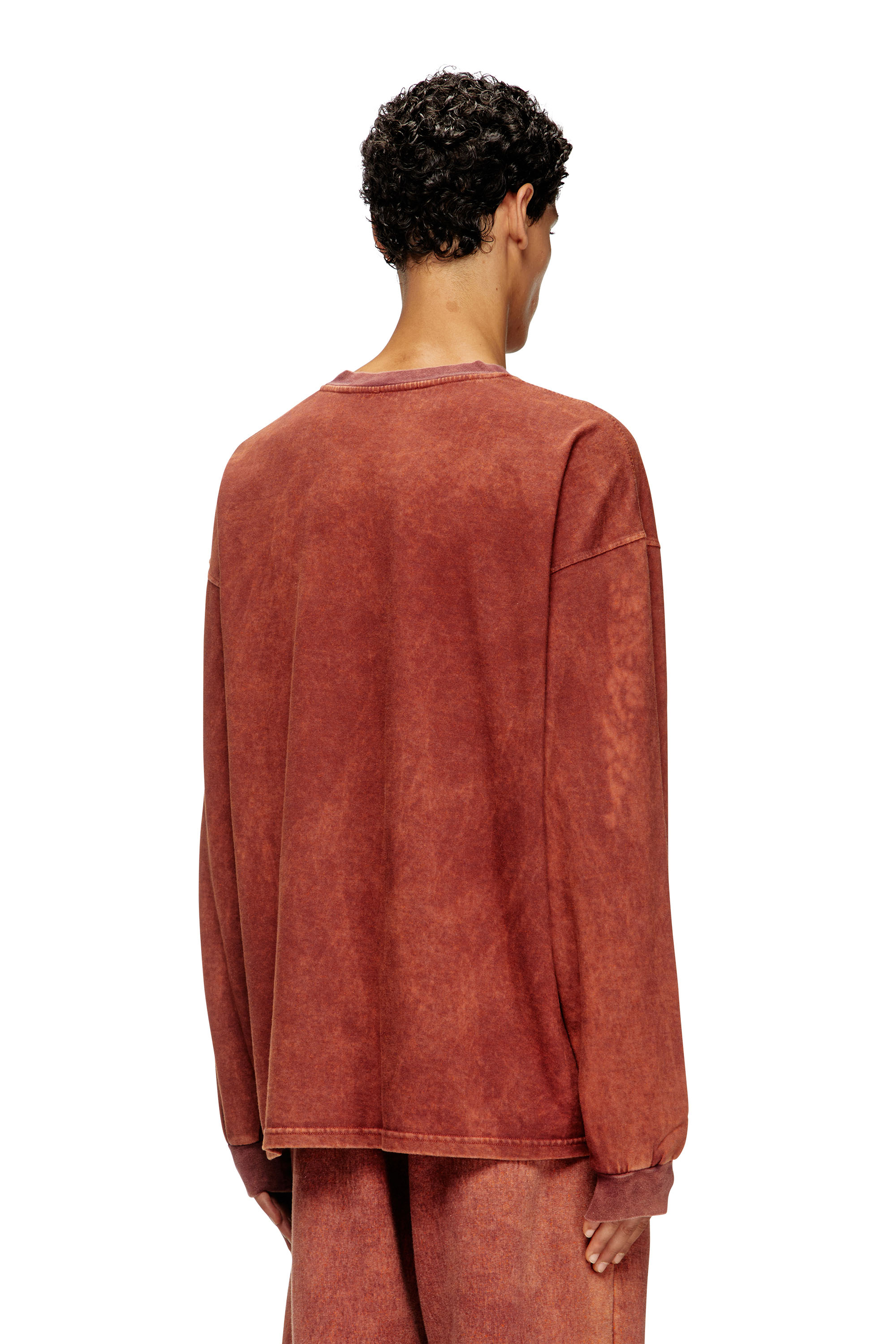 Diesel - T-BOXT-LS-T3, T-shirt in cotone con maniche lunghe Uomo in Marrone - 4