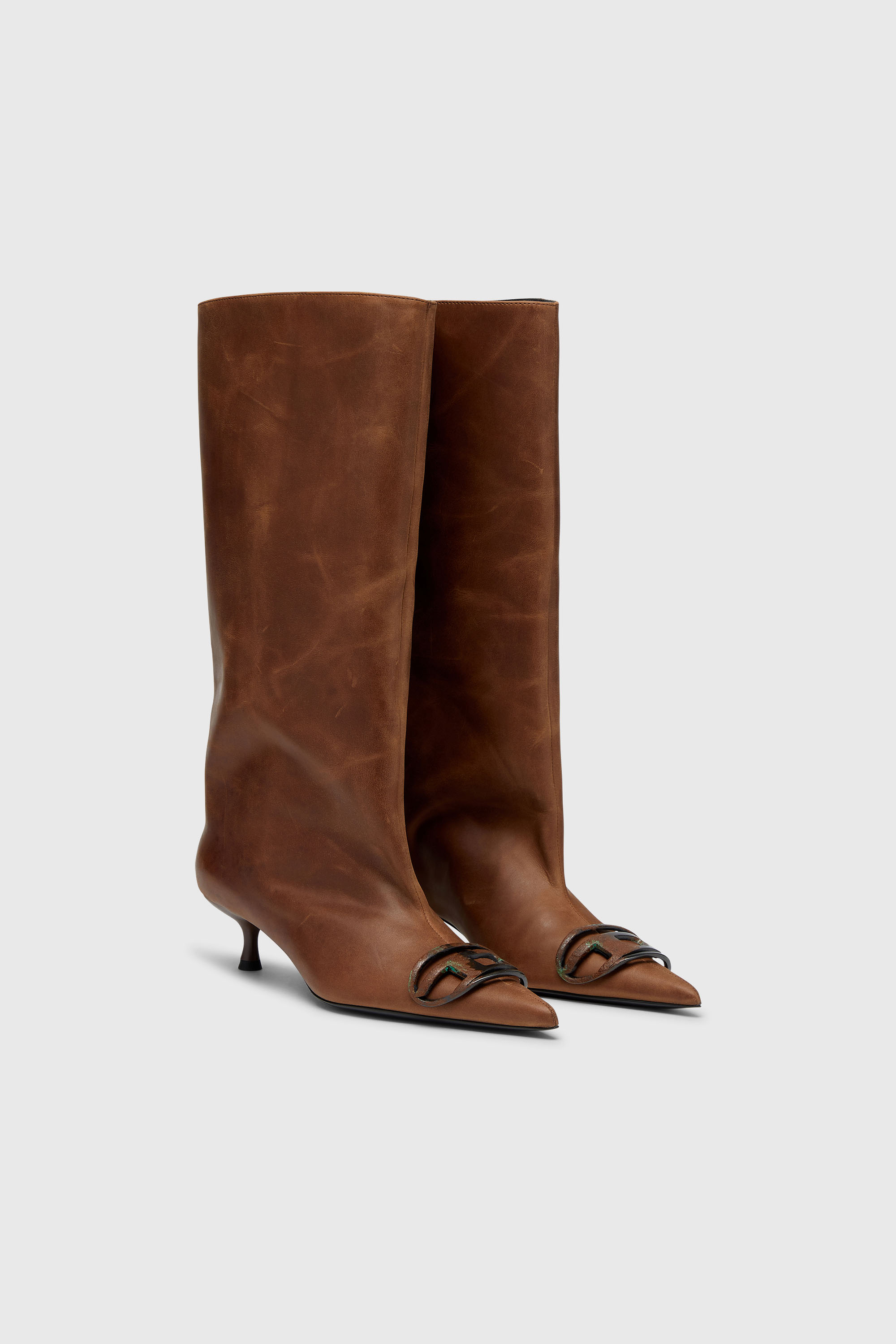 Diesel - D-VENUS 40 KB TUBE, D-Venus-Stivali al ginocchio in pelle oliata Donna in Marrone - 2