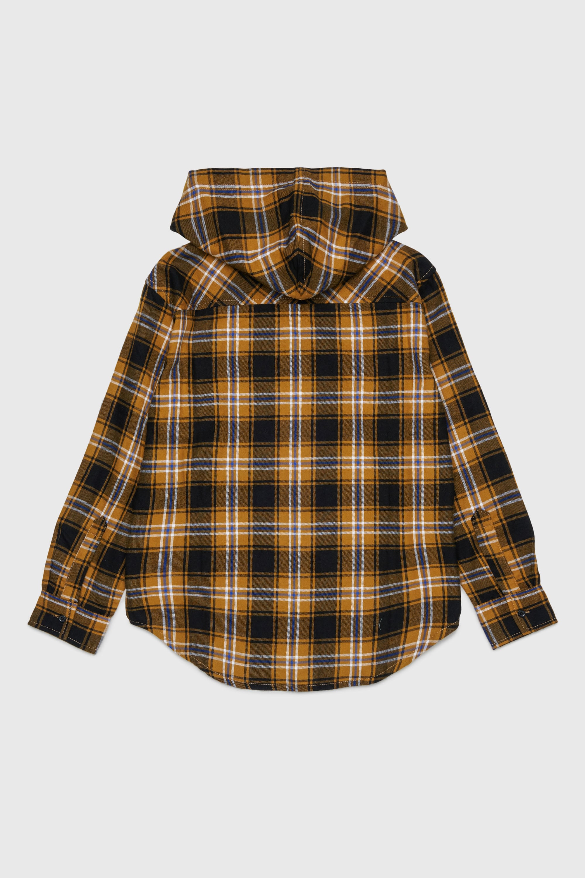 Diesel - CHECK OVER, Camicia con cappuccio a quadri con ricamo Oval D Uomo in Marrone - 2