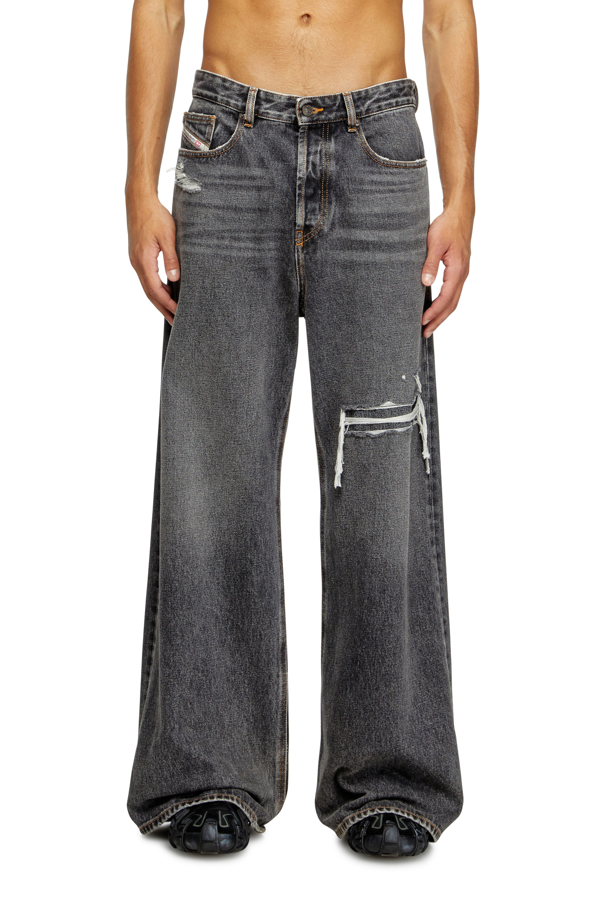 Diesel - Relaxed Jeans D-Rise 007F6 Uomo, Nero/Grigio scuro - Image 1