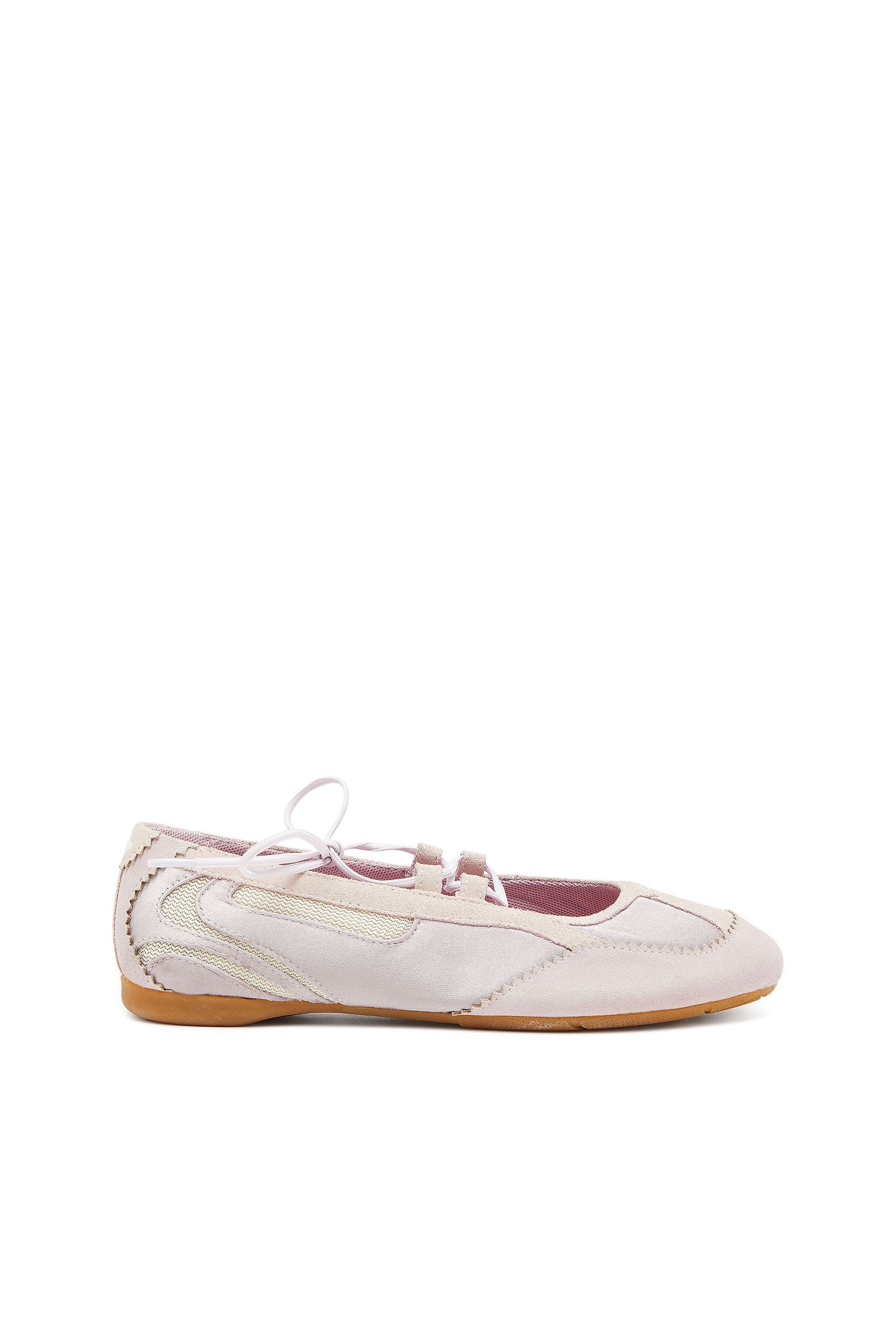 Diesel - D-MILE BALLERINA LACE UP II W, D-Mile - Ballerine stringate in pelle e mesh Donna in Rosa - 1