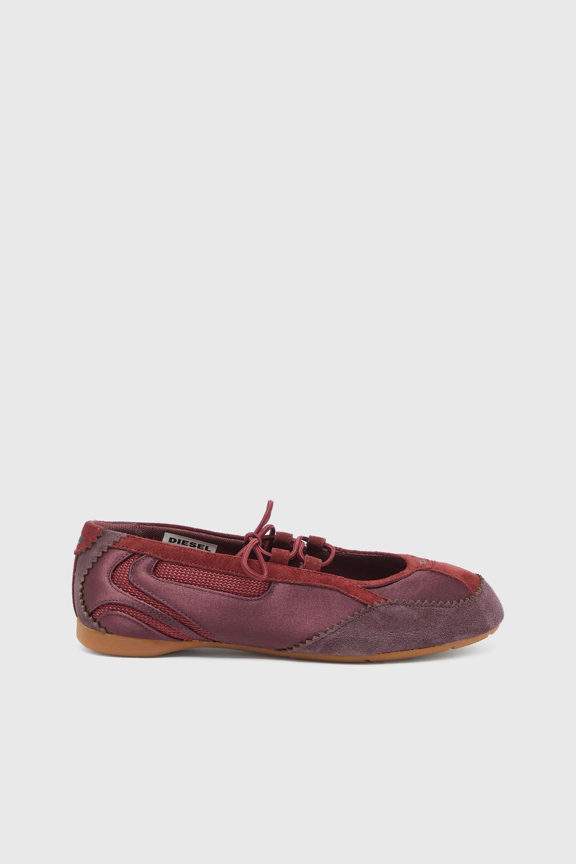 Diesel - D-MILE BALLERINA LACE UP II W, D-Mile - Ballerine stringate in pelle e mesh Donna in Rosso - 1
