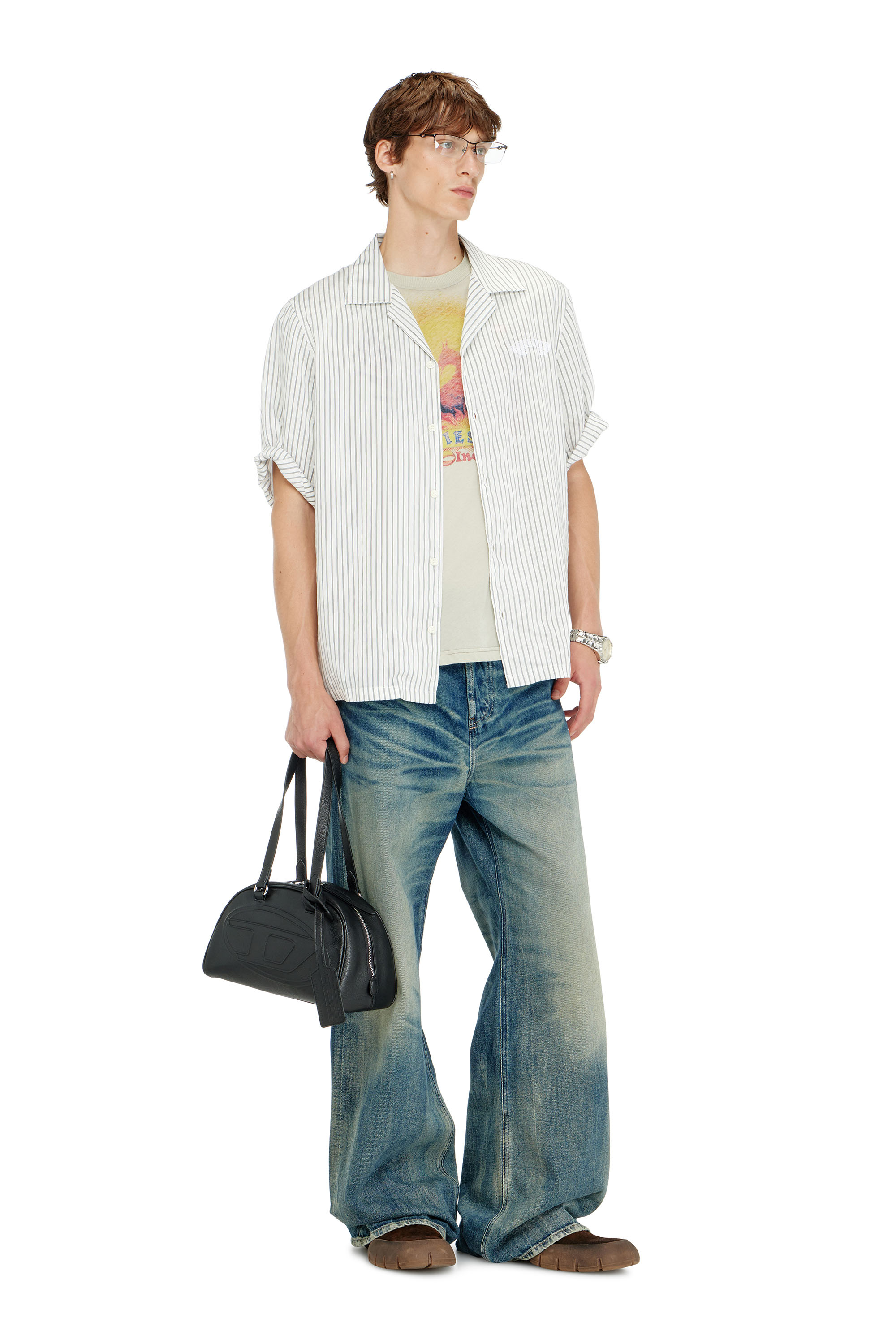 Diesel - S-MAC-EFBV, Camicia a manica corta in modal a righe sottili Uomo in Multicolor - 2