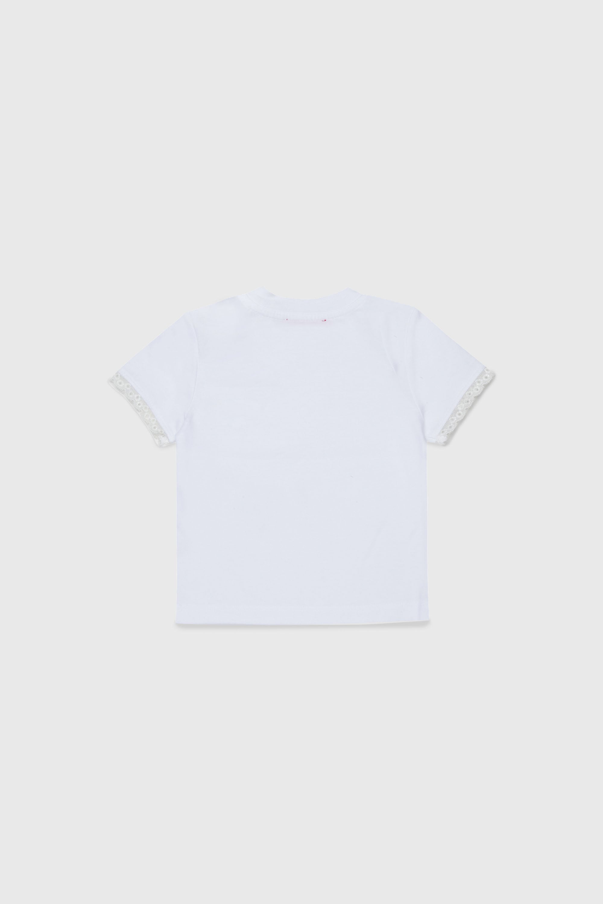 Diesel - TROSEZB, T-shirt con inserti in pizzo e stampa rosa Donna in Bianco - 2