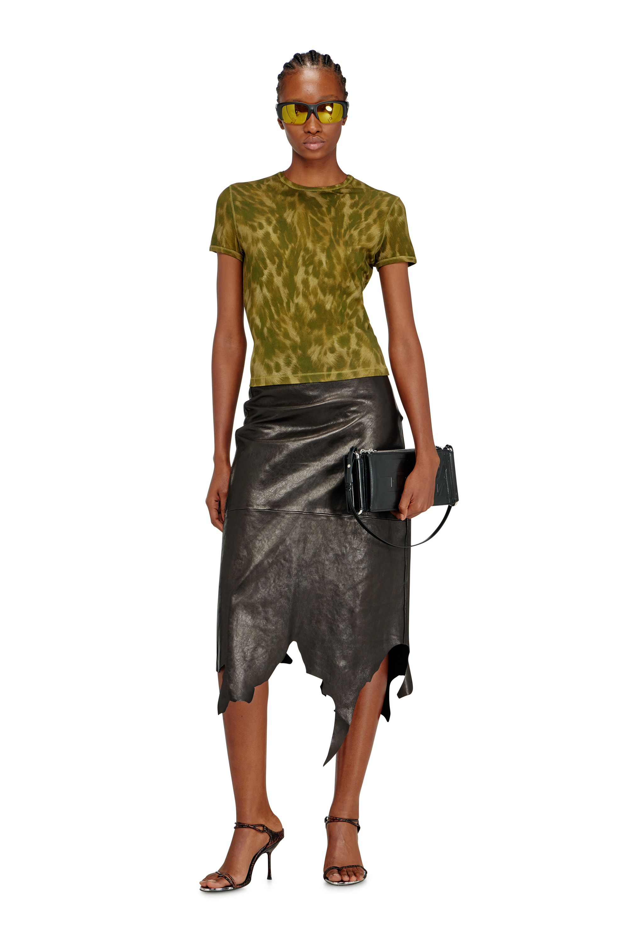 Diesel - FLAG-D SHOULDER BAG X, Flag-D-Borsa a spalla trasformabile con logo a rilievo Unisex in Nero - 3