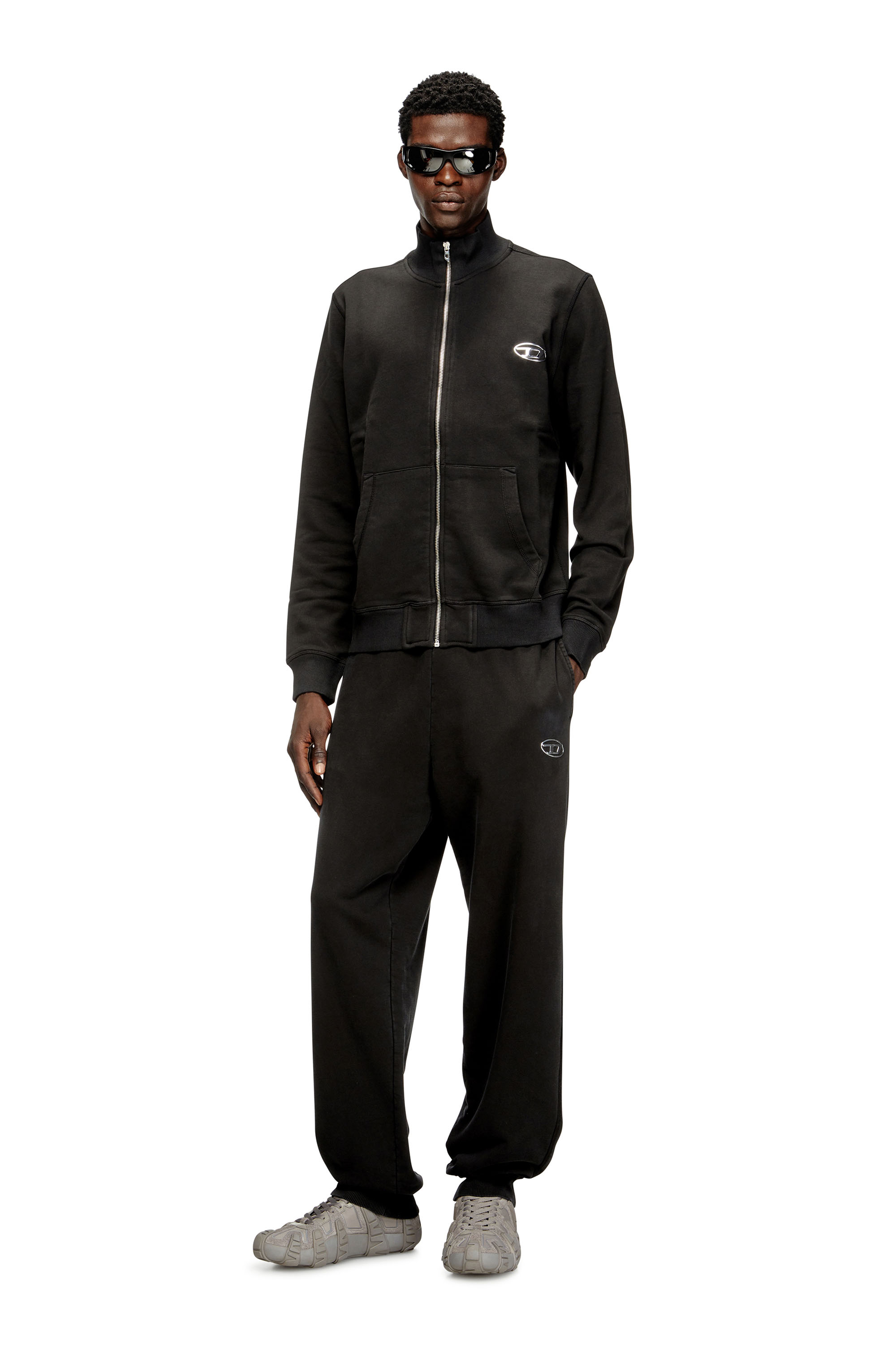 Diesel - S-GINN-ZIP-IOD, Felpa con collo alto e Oval D metallico Uomo in Nero - 1