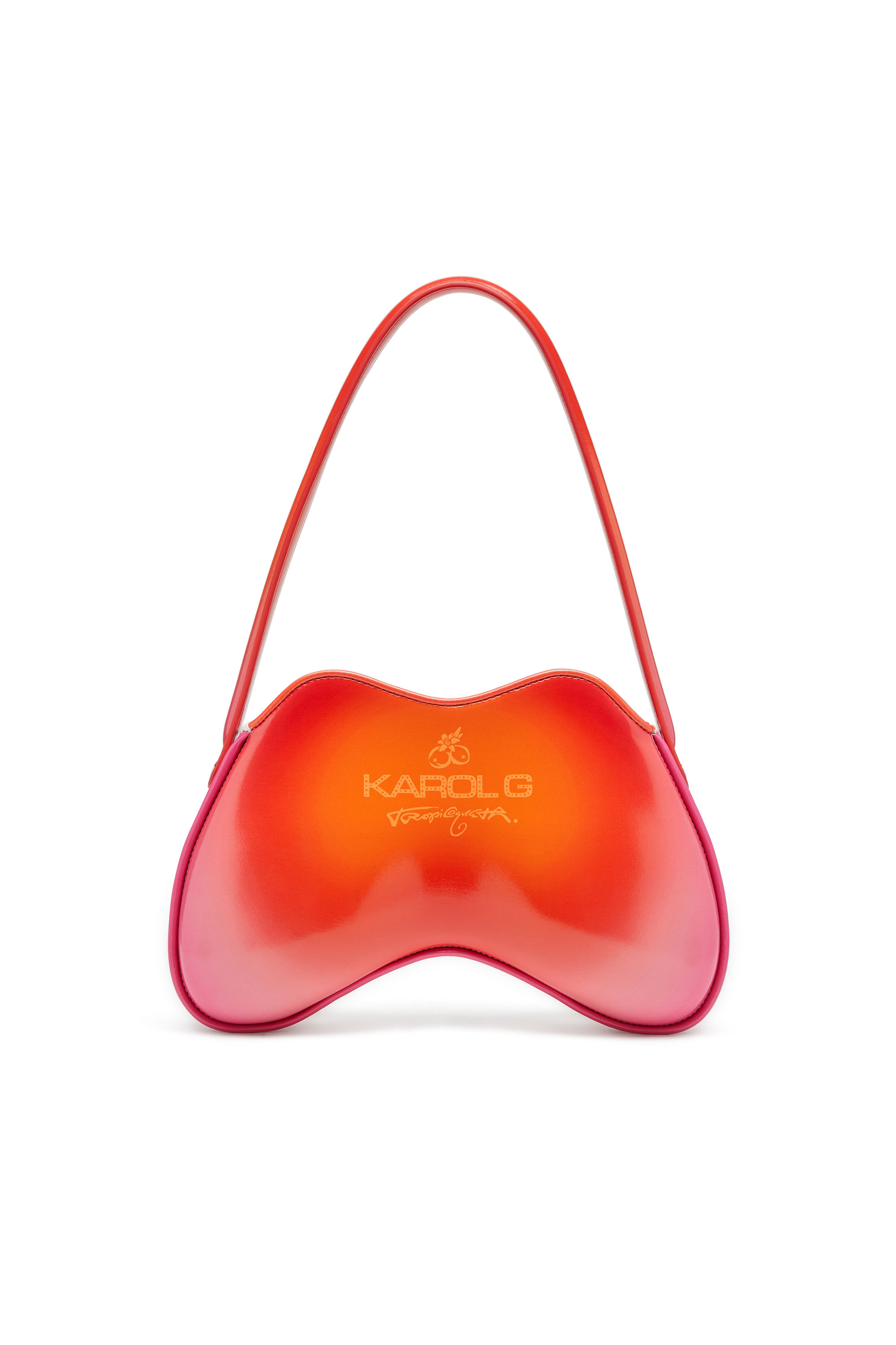 Diesel - K.G. DOUBLE-D SHOULDER, Borsa a spalla lucida stampa lotus Donna in Bianco - 3